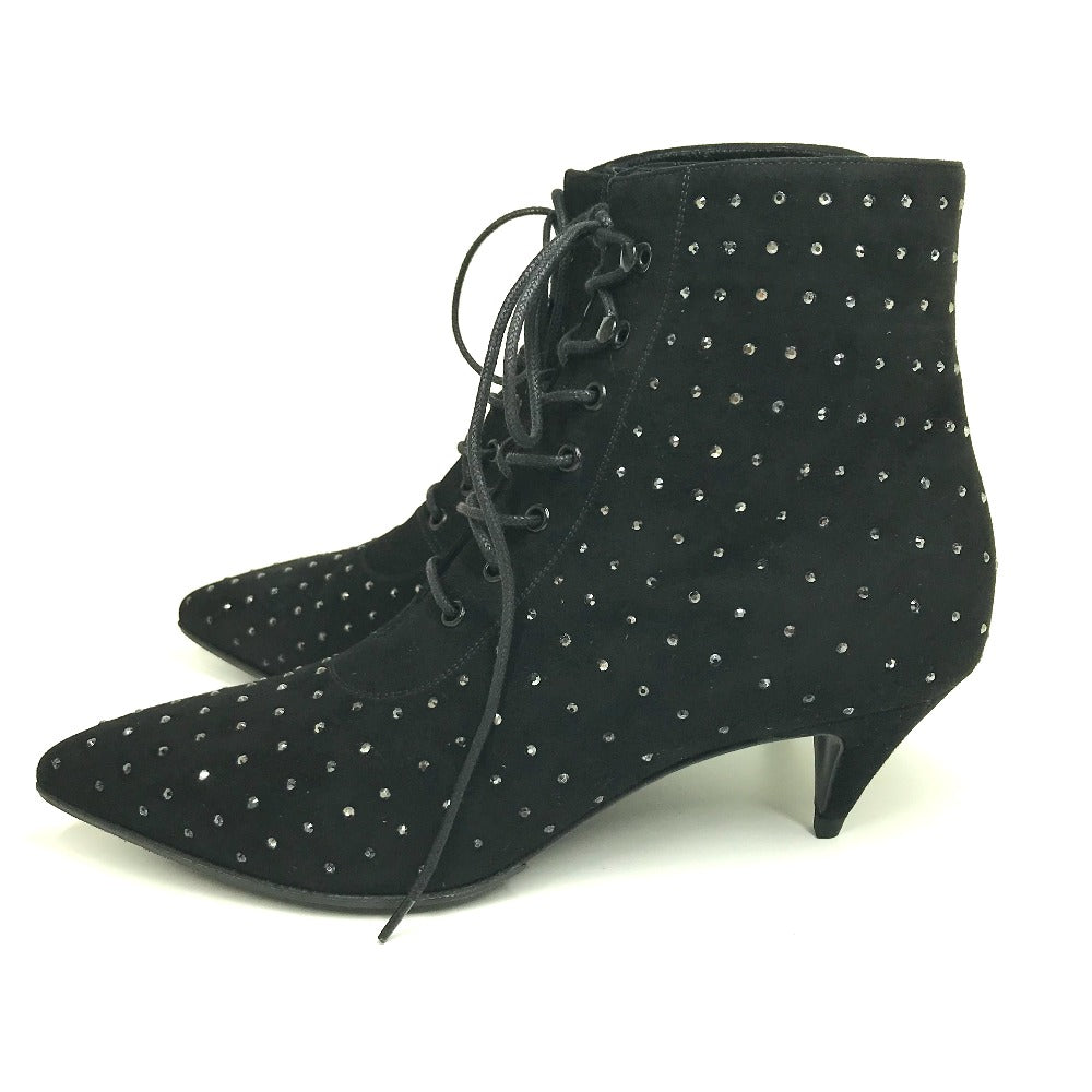 SAINT LAURENT PARIS boots 352375 Suede, Rhinestone black KID SCAMOSCIATO Women 36
