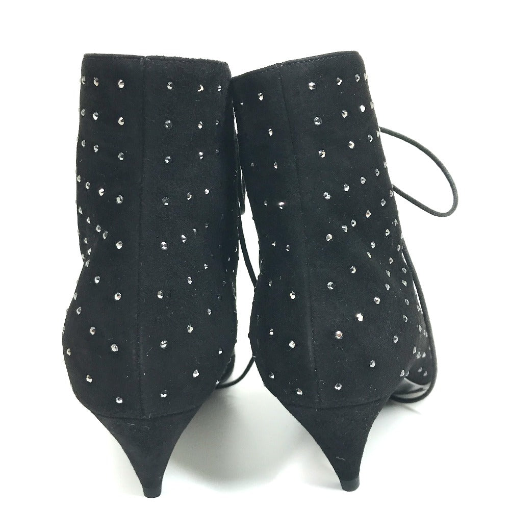 SAINT LAURENT PARIS boots 352375 Suede, Rhinestone black KID SCAMOSCIATO Women 36