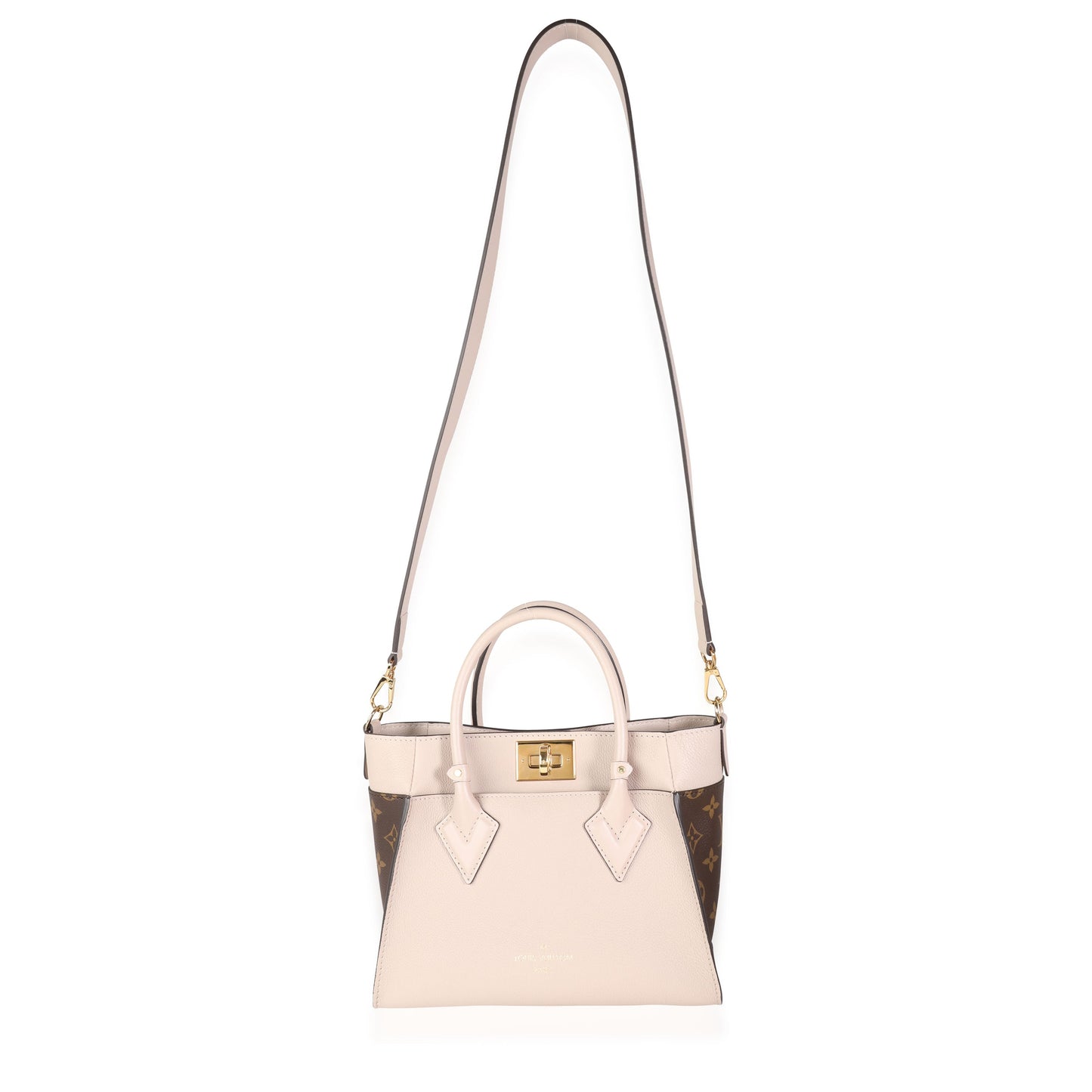 Louis Vuitton Louis Vuitton Greige Calfskin & Monogram Canvas On My Side Tote PM