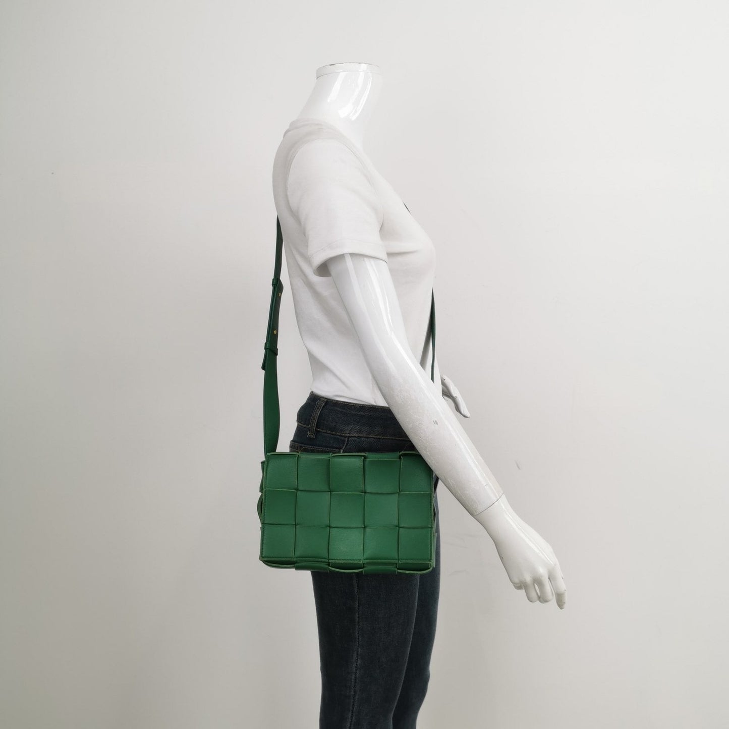 Bottega Veneta Cassette Green Leather Crossbody Bag