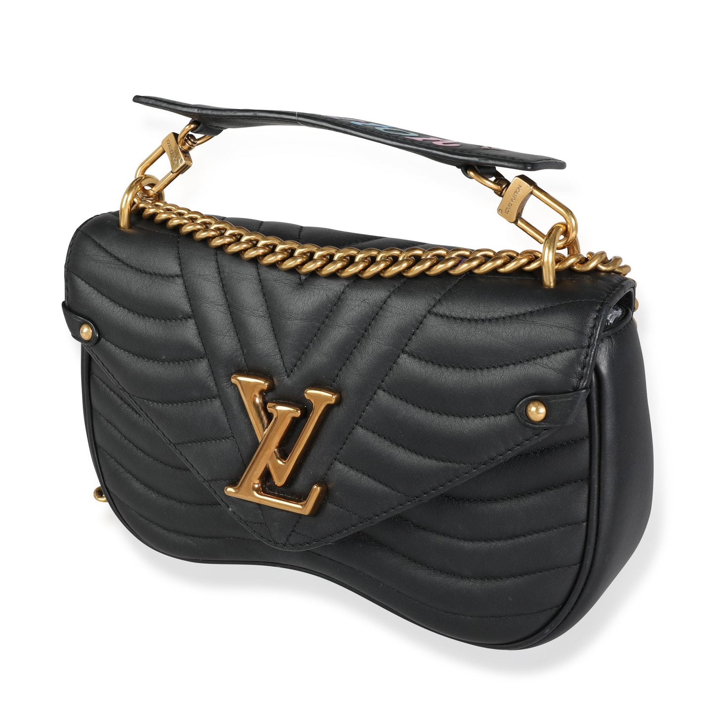 Louis Vuitton Louis Vuitton Black Leather New Wave Chain Bag MM