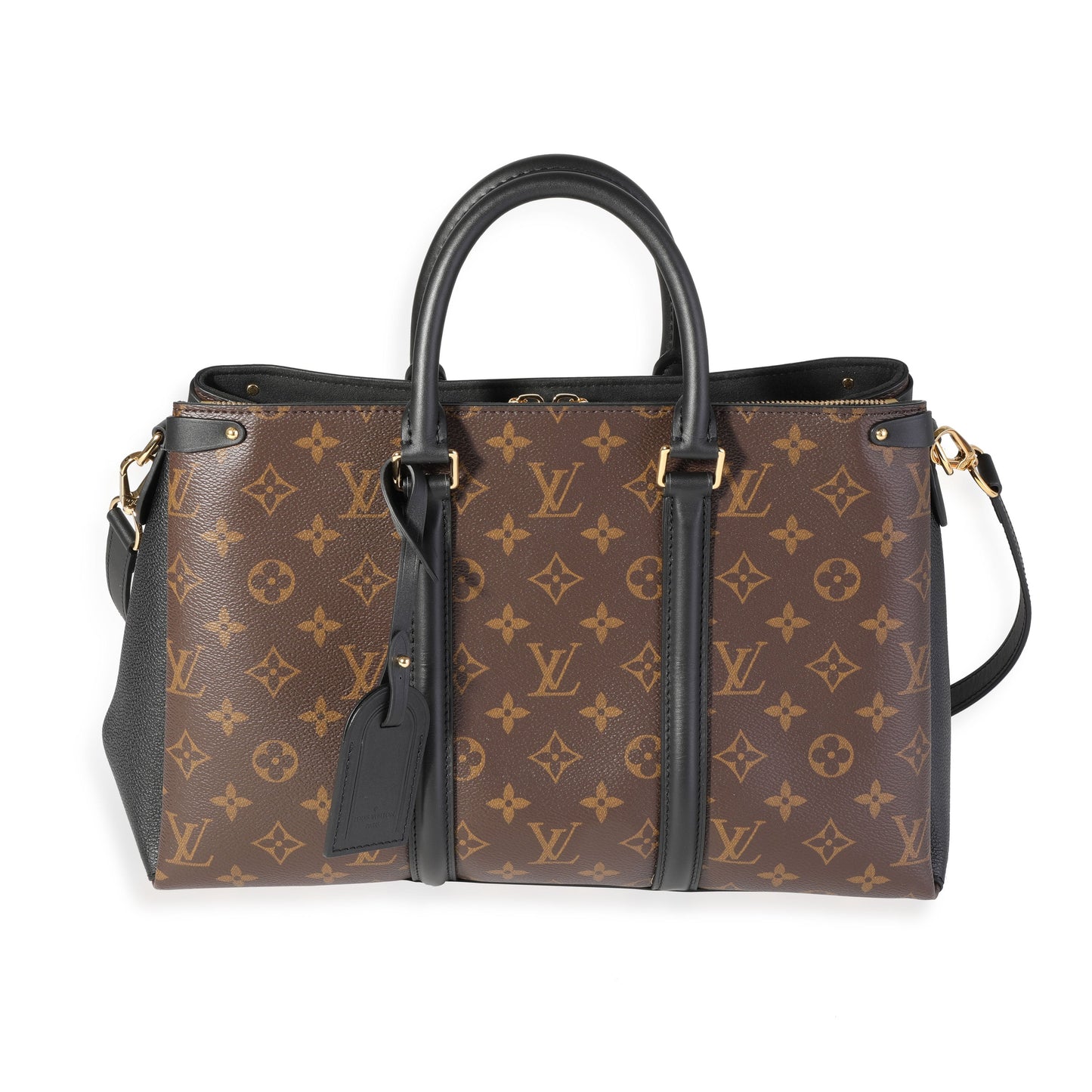 Louis Vuitton Louis Vuitton Black Leather & Monogram Canvas Soufflot MM