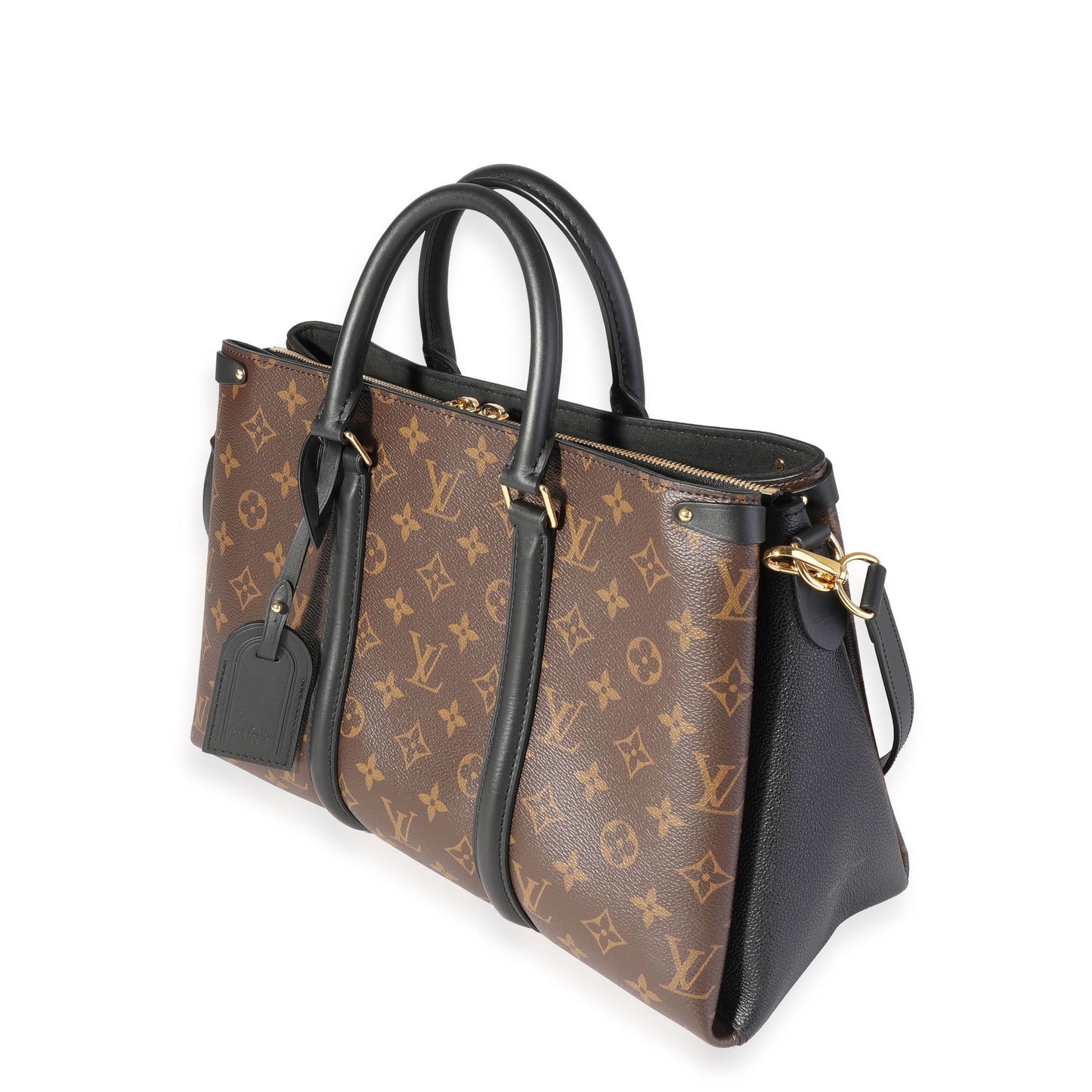 Louis Vuitton Louis Vuitton Black Leather & Monogram Canvas Soufflot MM