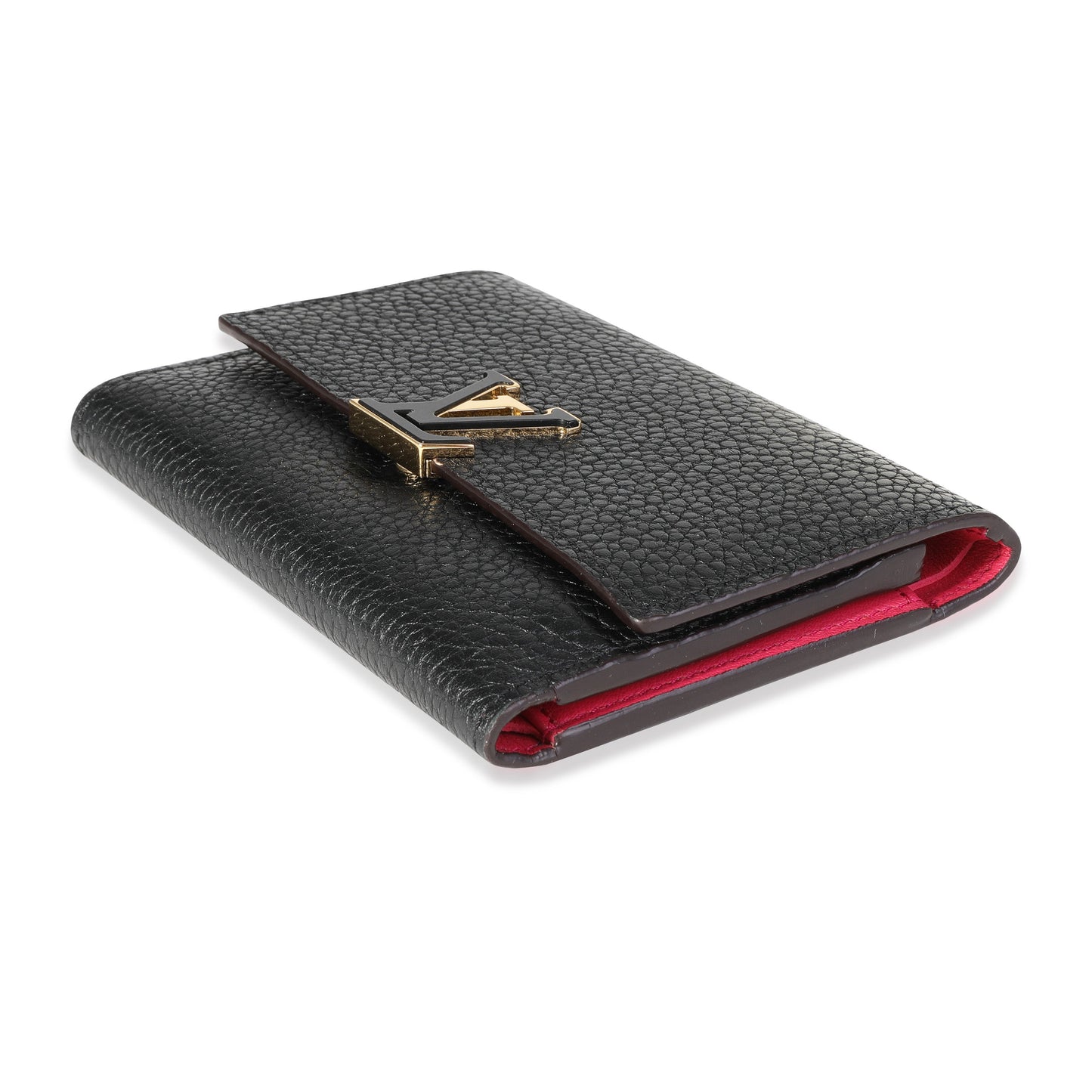 Louis Vuitton Louis Vuitton Black & Pink Taurillon Leather Capucines Compact Wallet