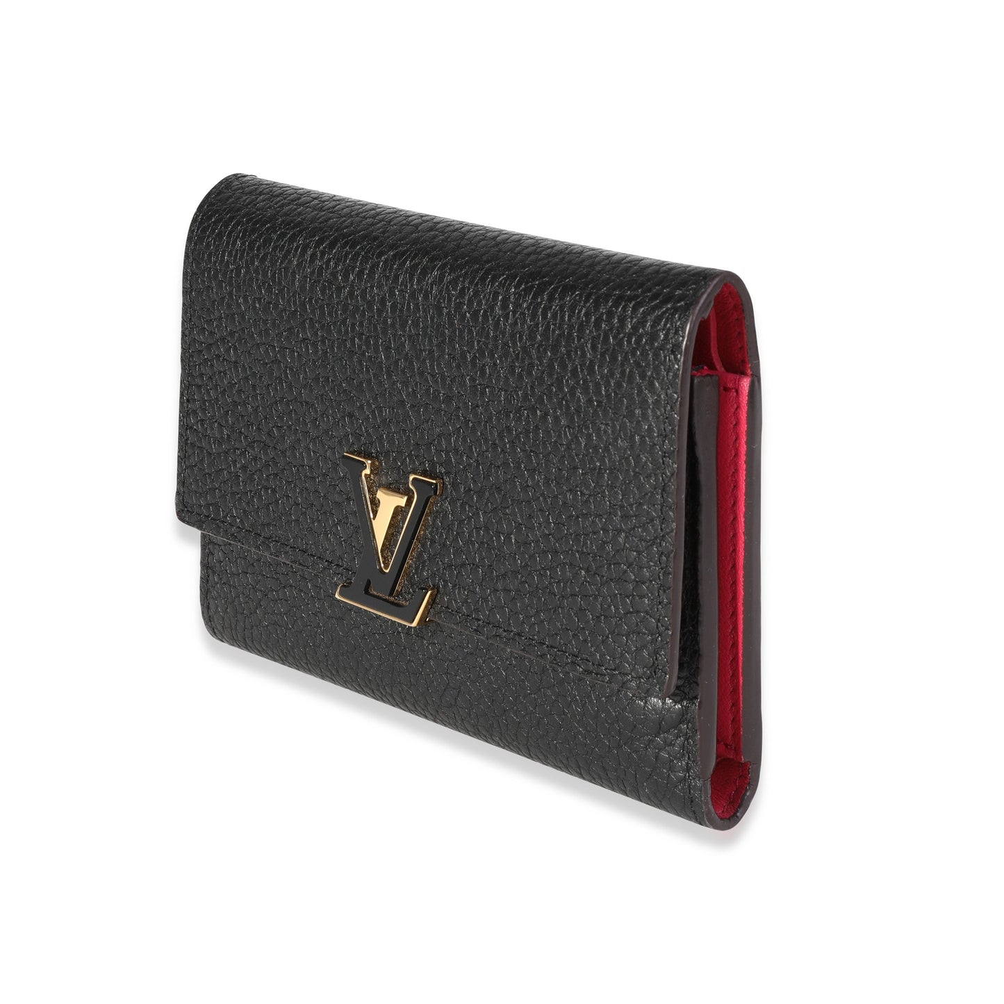Louis Vuitton Louis Vuitton Black & Pink Taurillon Leather Capucines Compact Wallet