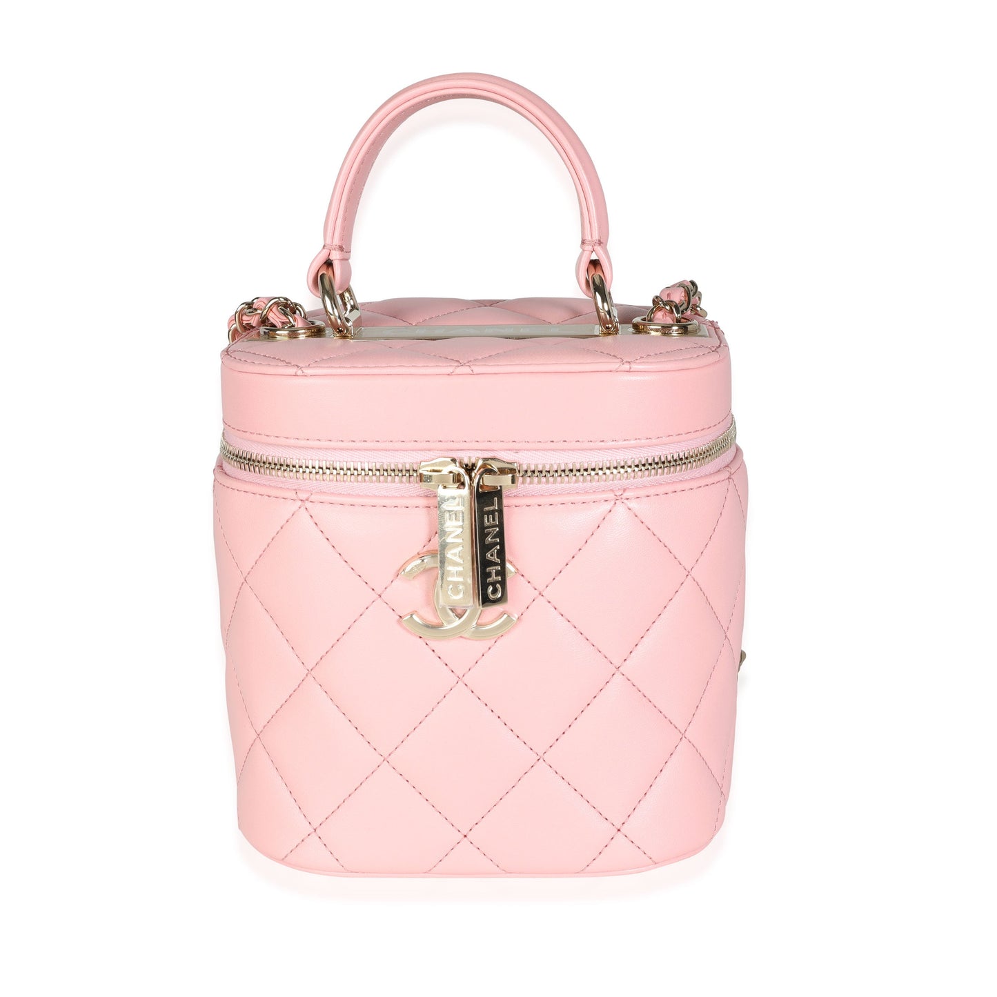 Chanel Light Pink Quilted Lambskin Small Trendy CC Vanity Case