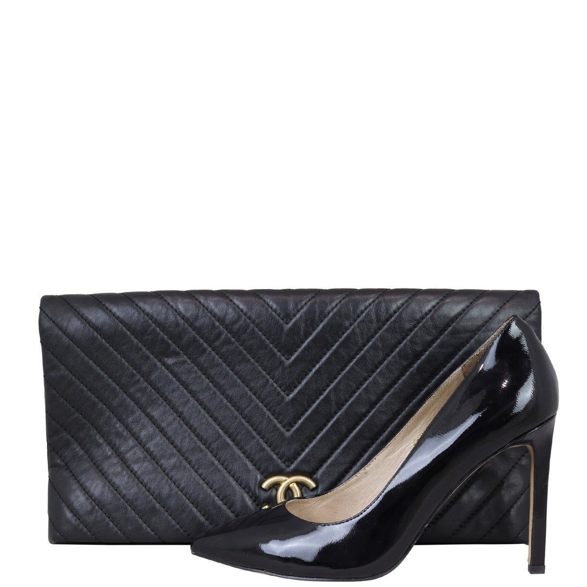Chanel Chevron Fold Over Clutch