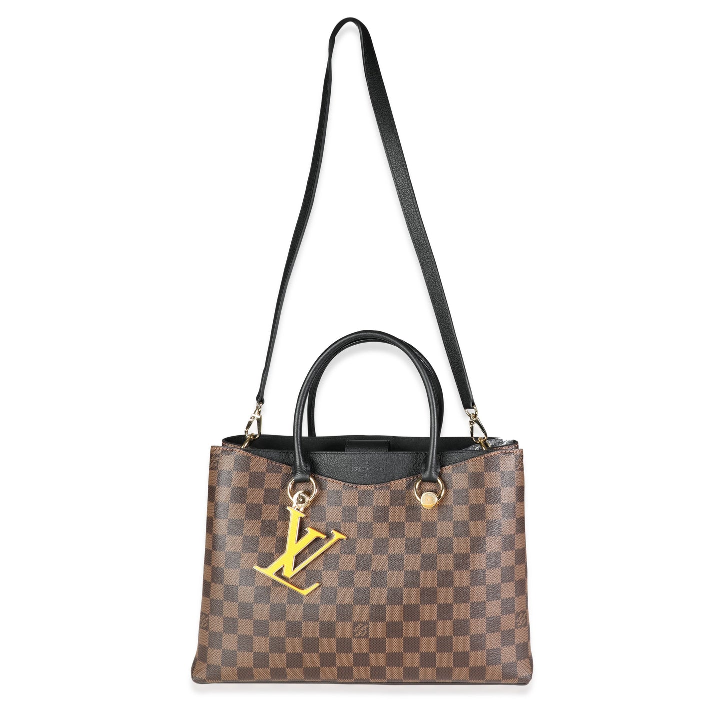 Louis Vuitton Louis Vuitton Black Taurillon Leather & Damier Ebene Canvas LV Riverside Tote