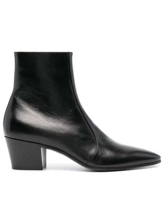 Luxury Saint Laurent Trending 2025 Vassili Smooth Leather Ankle Boots Black