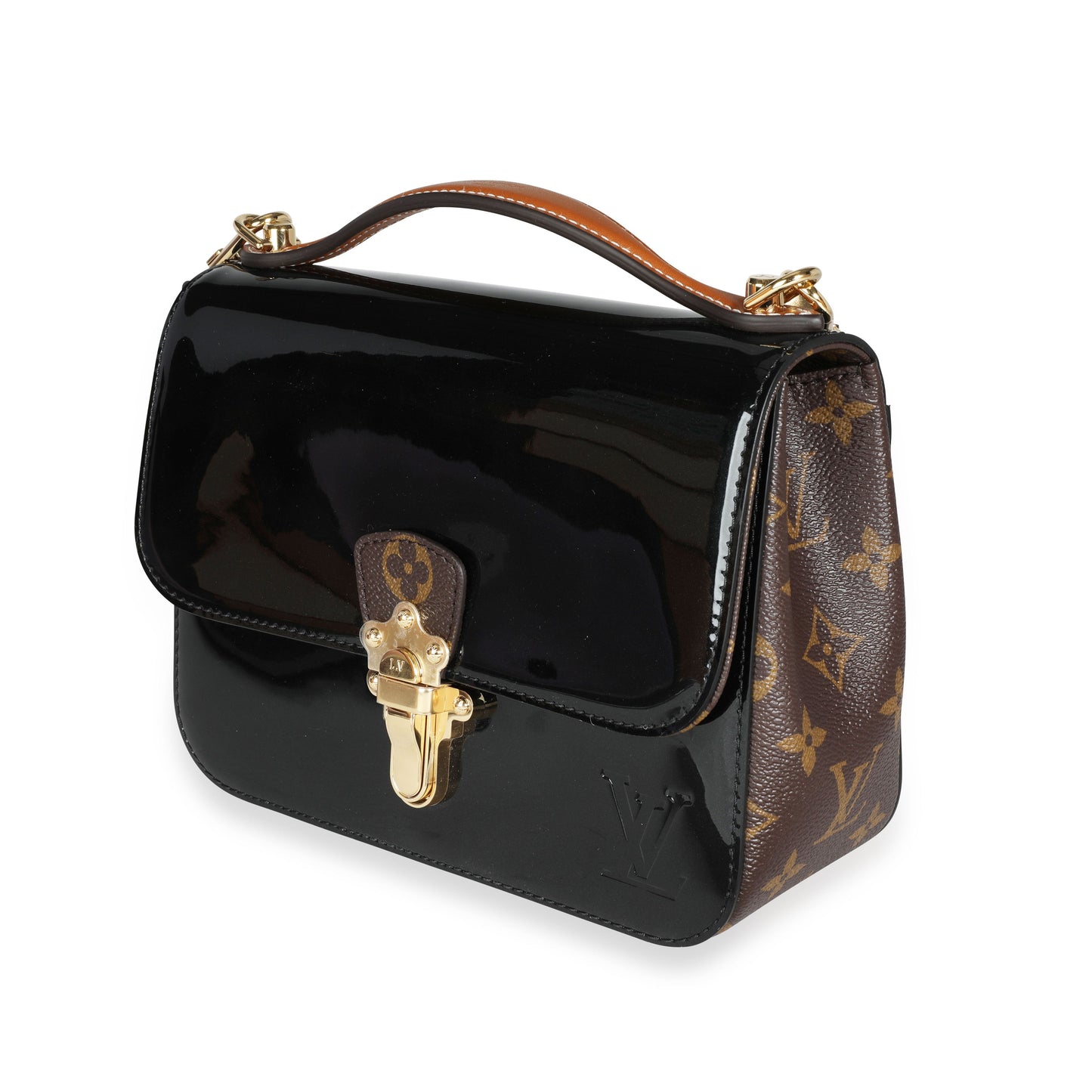 Louis Vuitton Louis Vuitton Black Vernis & Brown Monogram Canvas Cherrywood BB