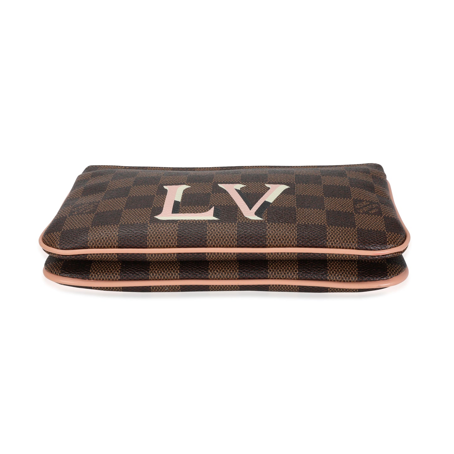 Louis Vuitton Louis Vuitton Damier Ebene & Rose Ballerine  Double Zip Pochette
