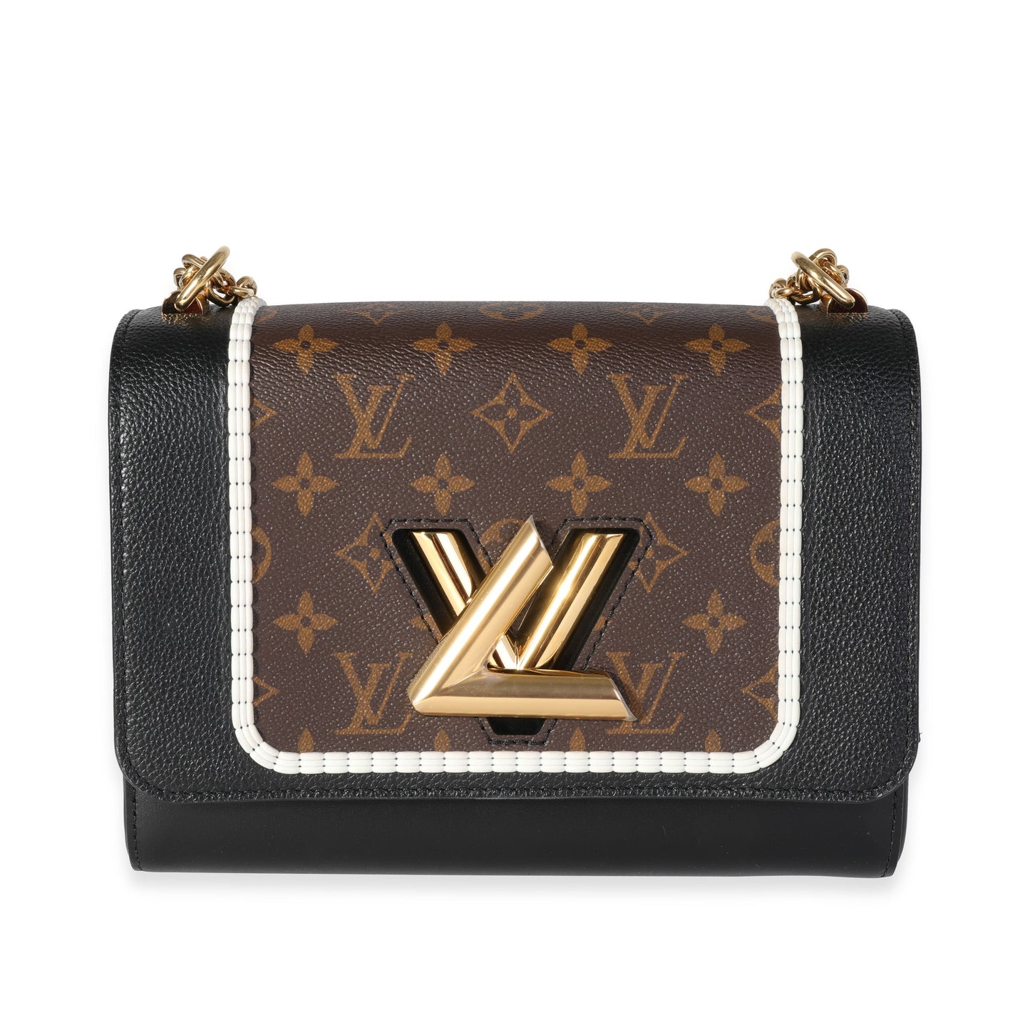 Louis Vuitton Louis Vuitton Black Leather & Monogram Canvas Braided Twist MM