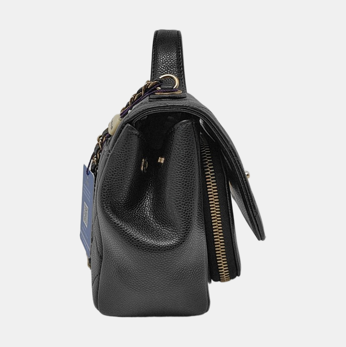 Chanel Business Affinity Small Black Caviar Leather Top Handle Crossbody Bag
