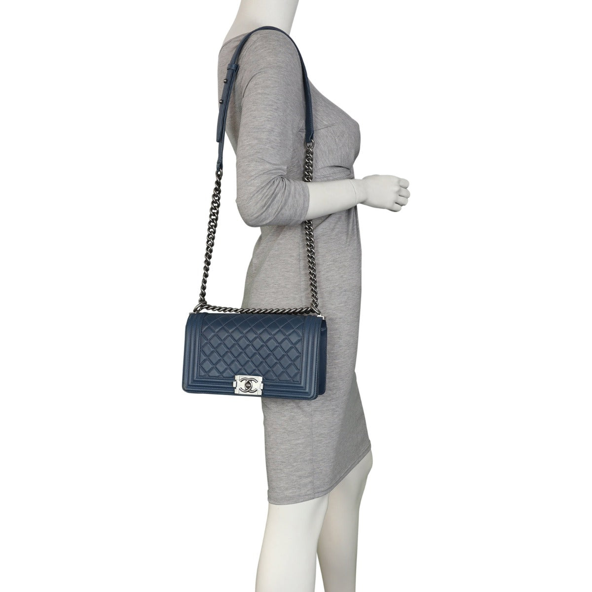Chanel Boy Old Medium | Blue 19 Series