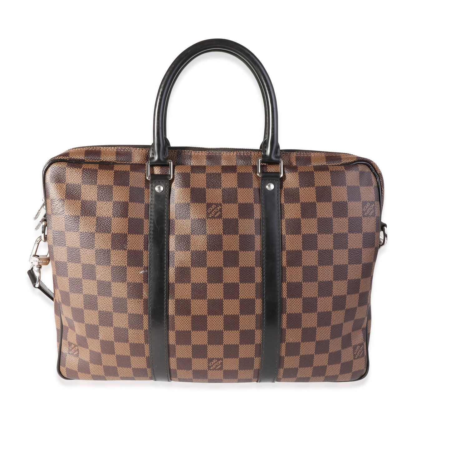 Louis Vuitton Damier Ebene & Black Leather Porte-Documents Voyage PM