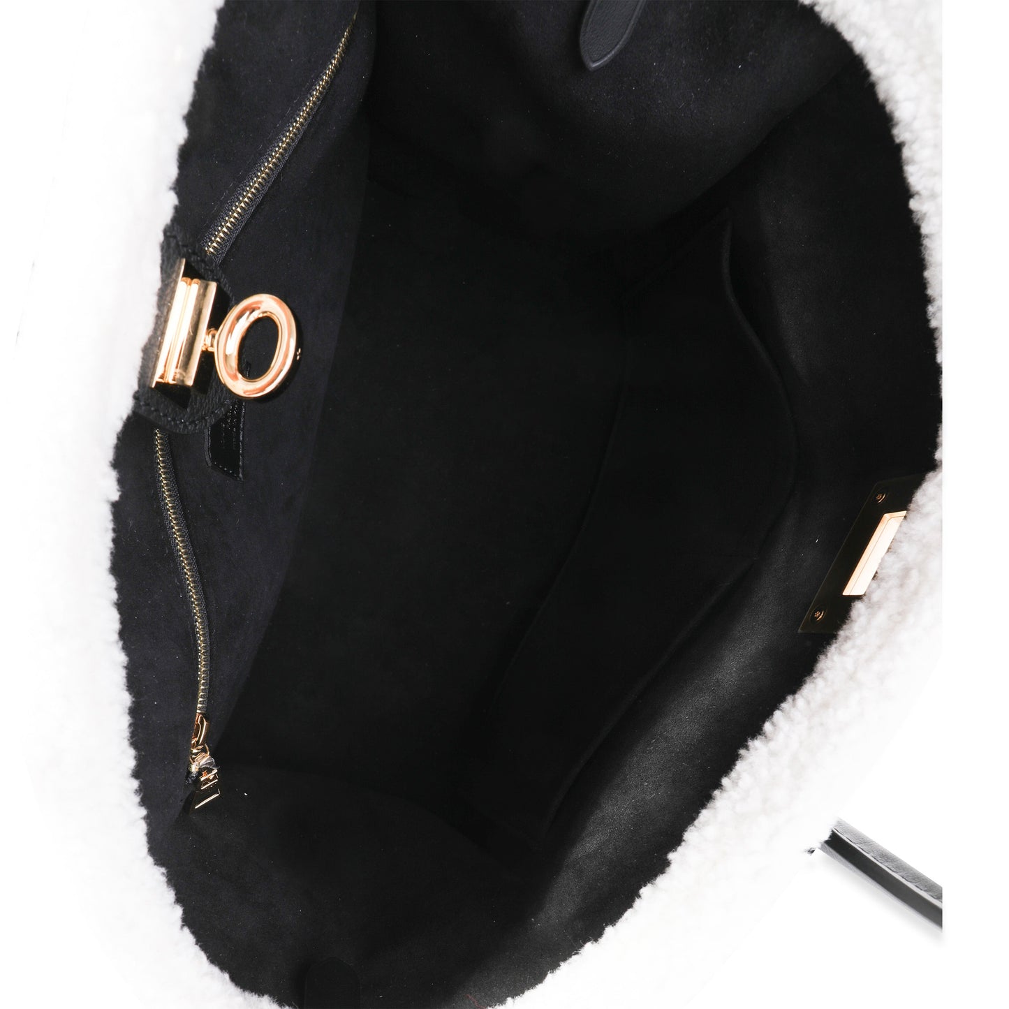 Louis Vuitton Louis Vuitton Black Grained Calfskin & White Shearling Monogram On My Side MM