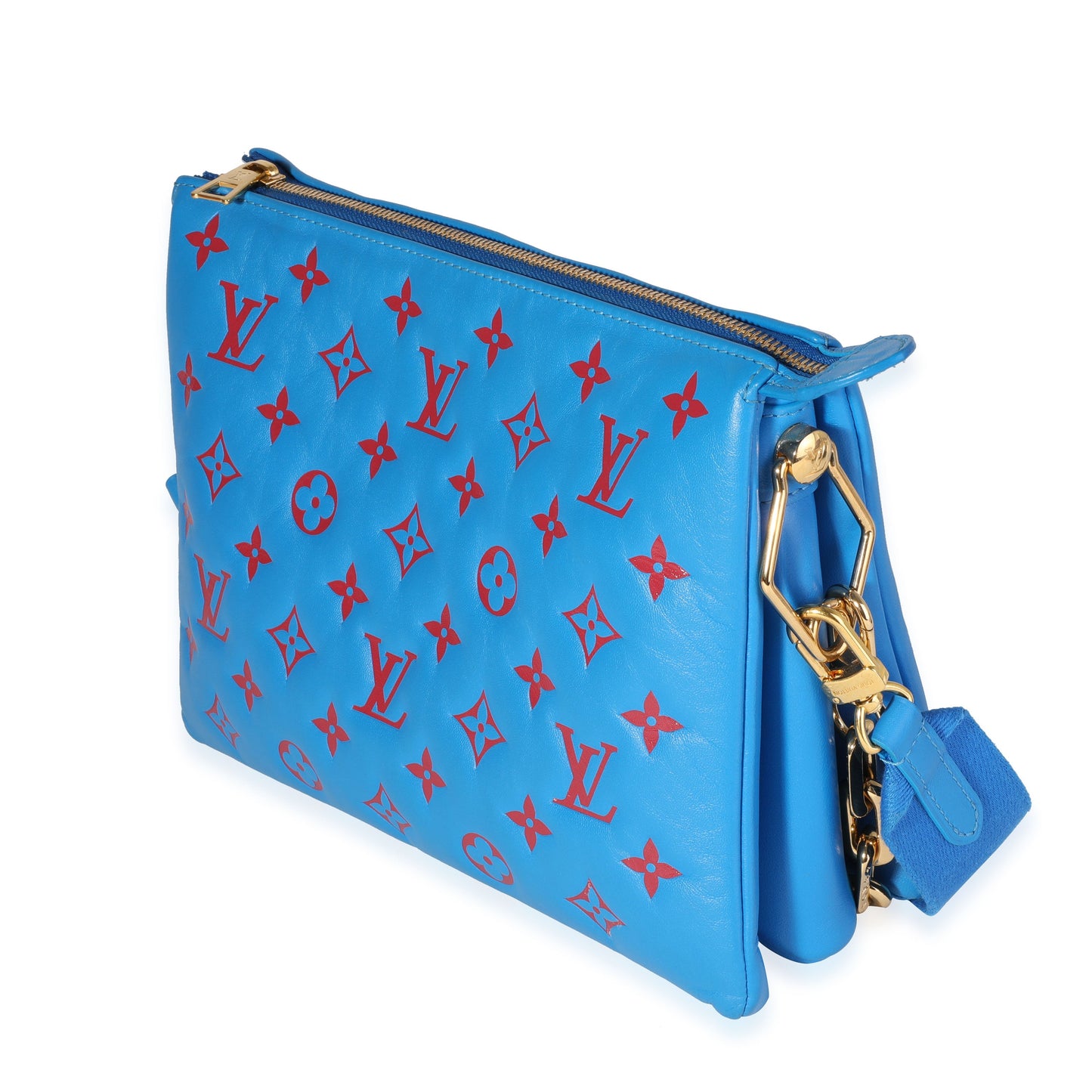 Louis Vuitton Louis Vuitton Blue & Red Embossed Lambskin Vuittamins Coussin PM