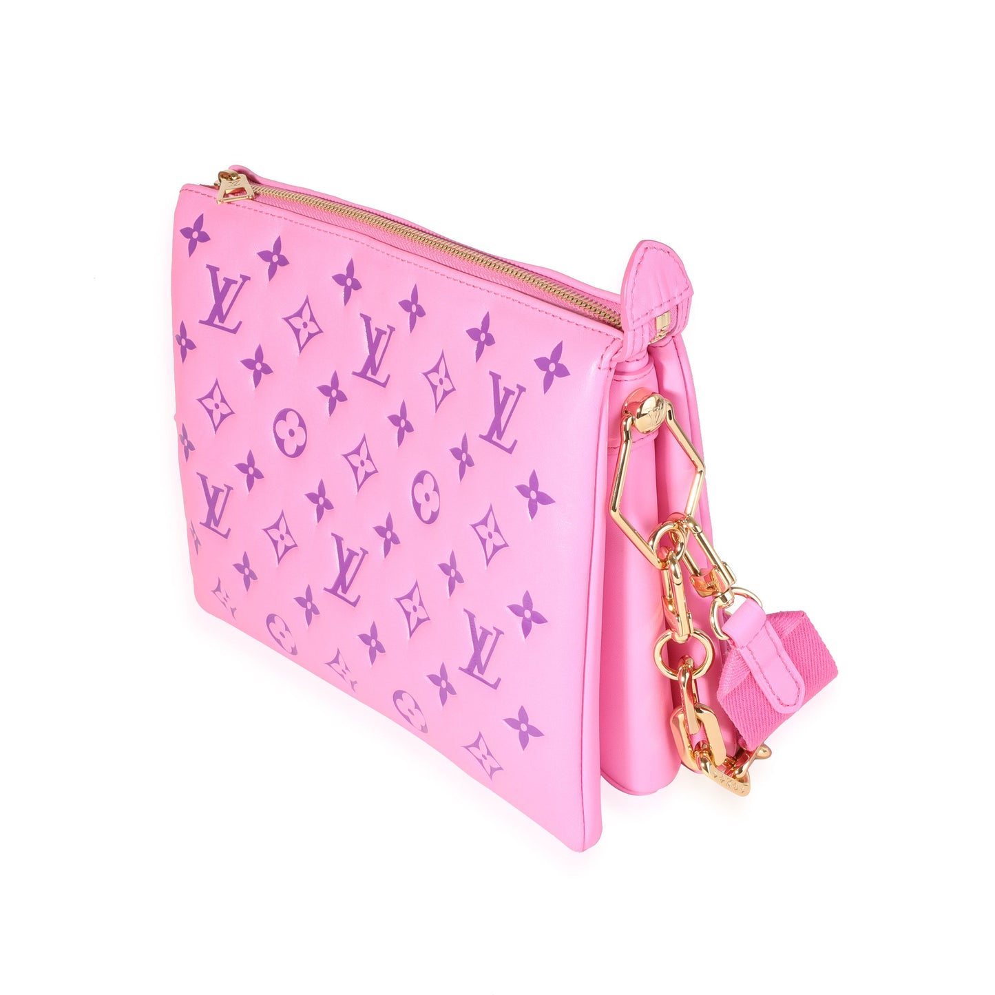 Louis Vuitton Louis Vuitton Pink & Purple Monogram Embossed Puffy Lambskin Coussin PM