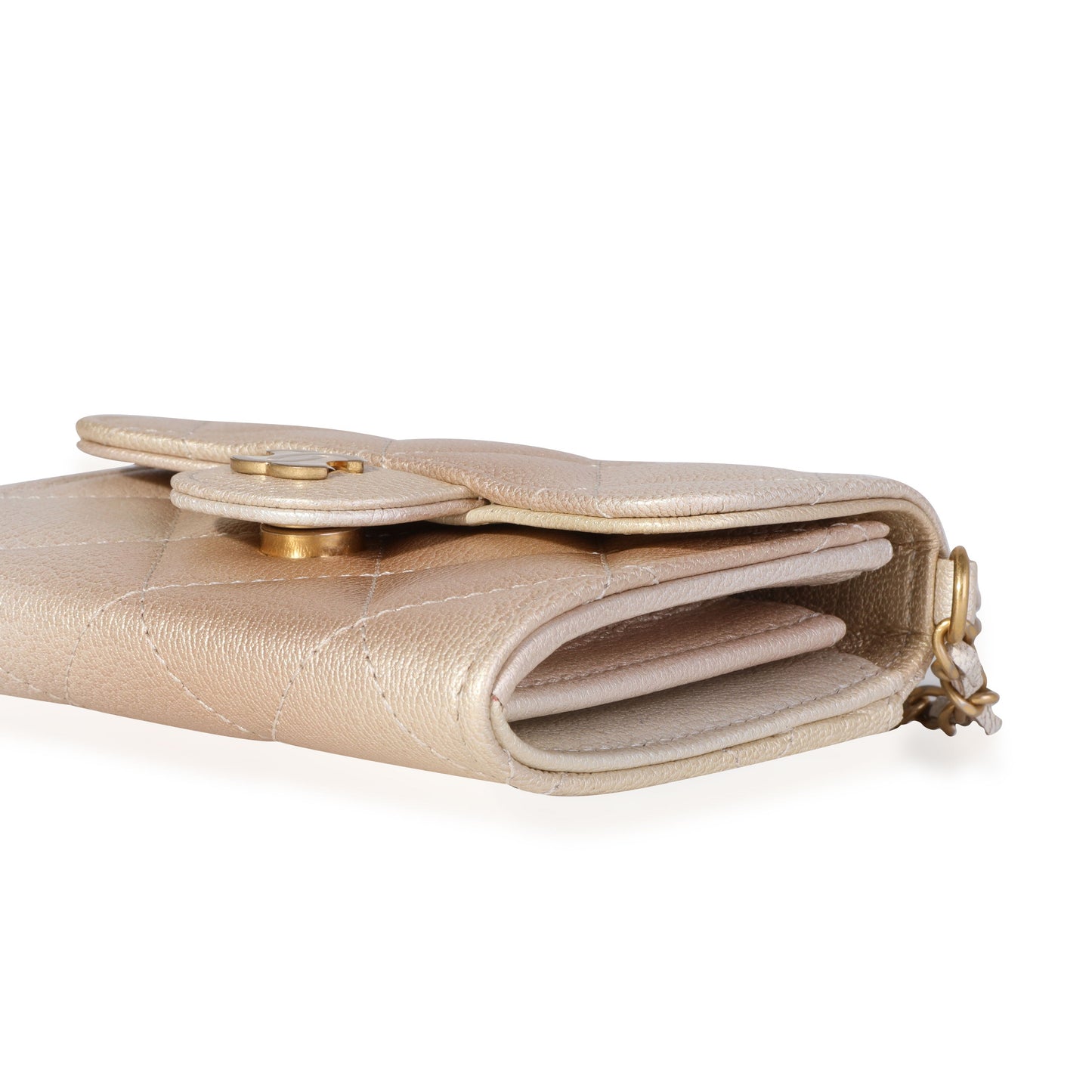 Chanel Gold Metallic Ombré Quilted Goatskin Classic Mini Clutch with Chain