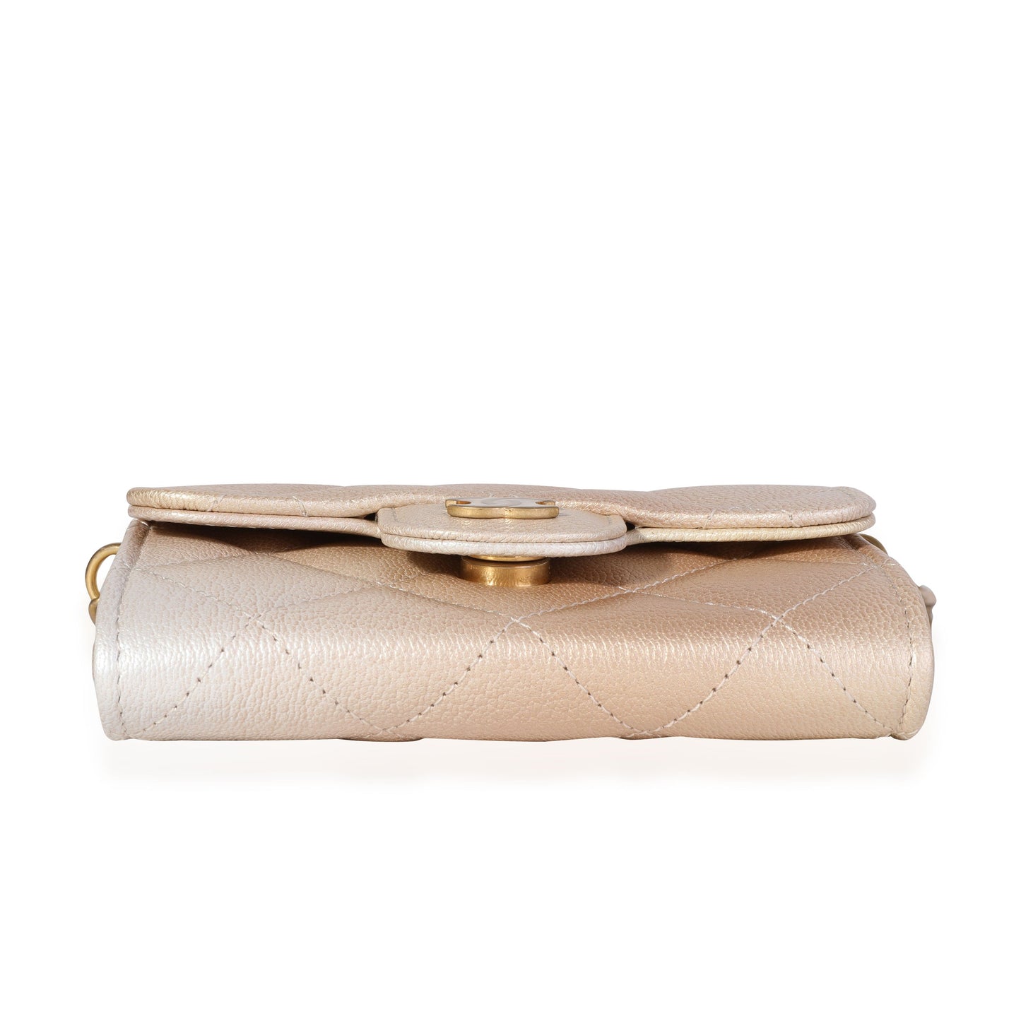 Chanel Gold Metallic Ombré Quilted Goatskin Classic Mini Clutch with Chain