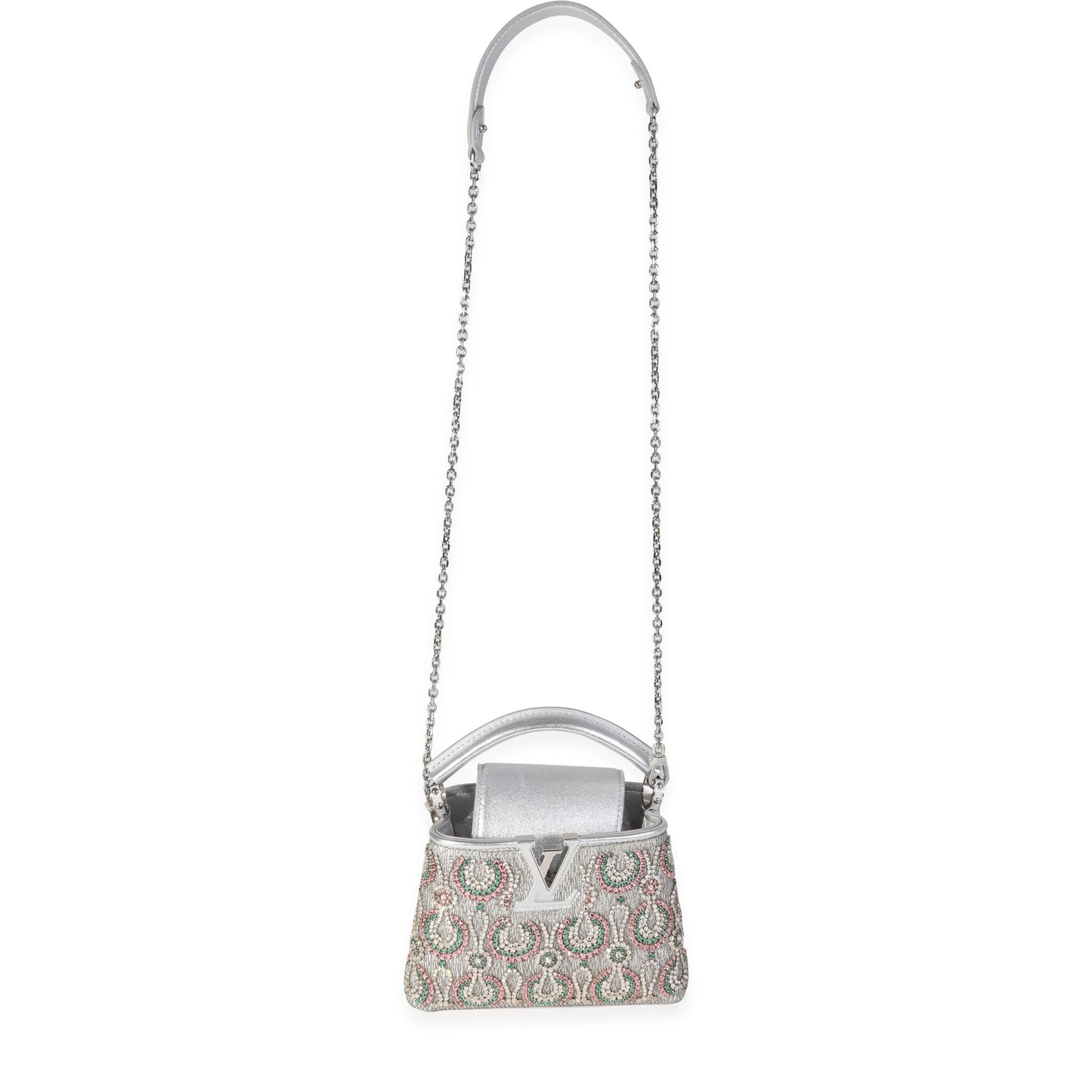 Louis Vuitton Louis Vuitton Silver Metallic Broderies Capucines Mini