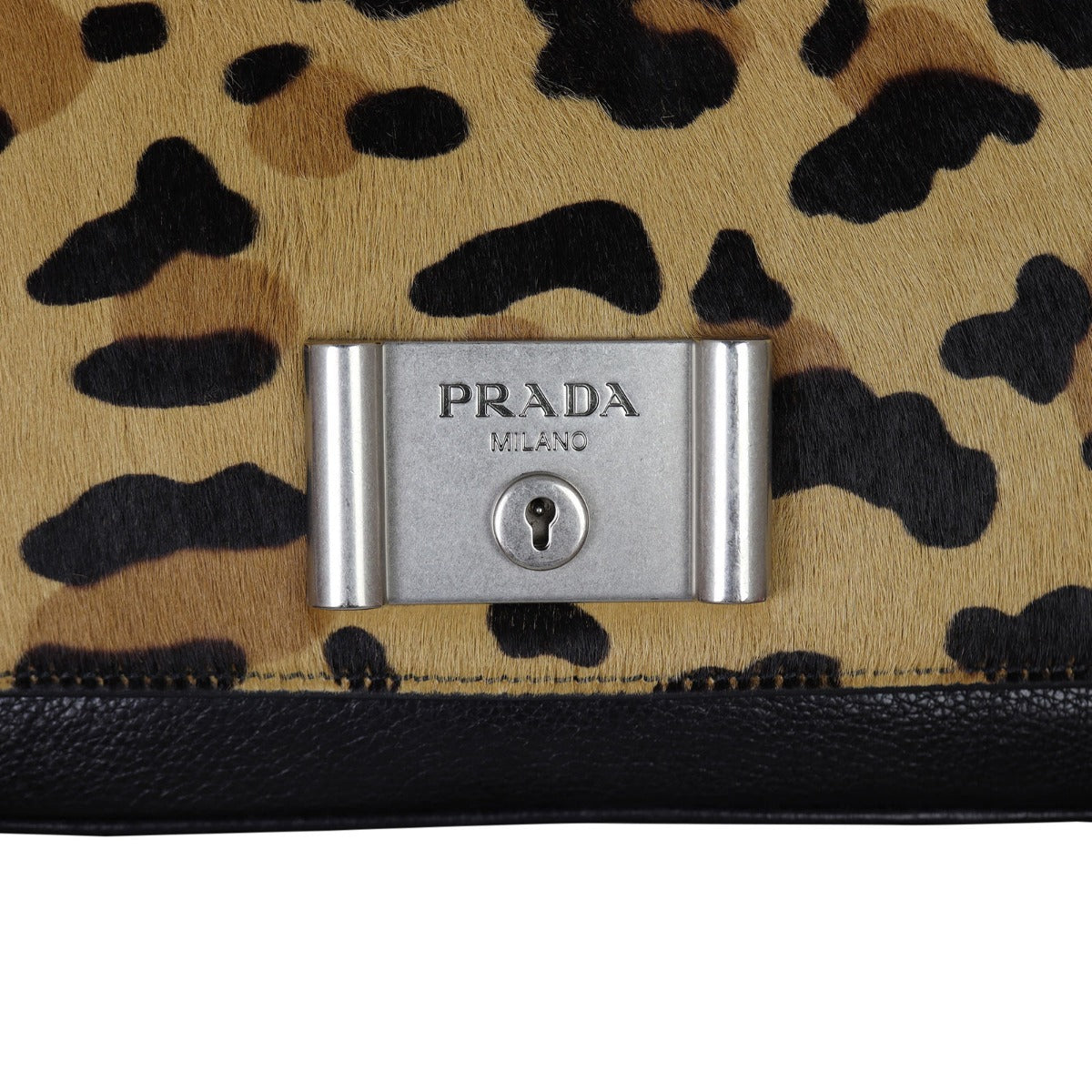 Prada Leopard Print Pony Hair Chain Flap Bag