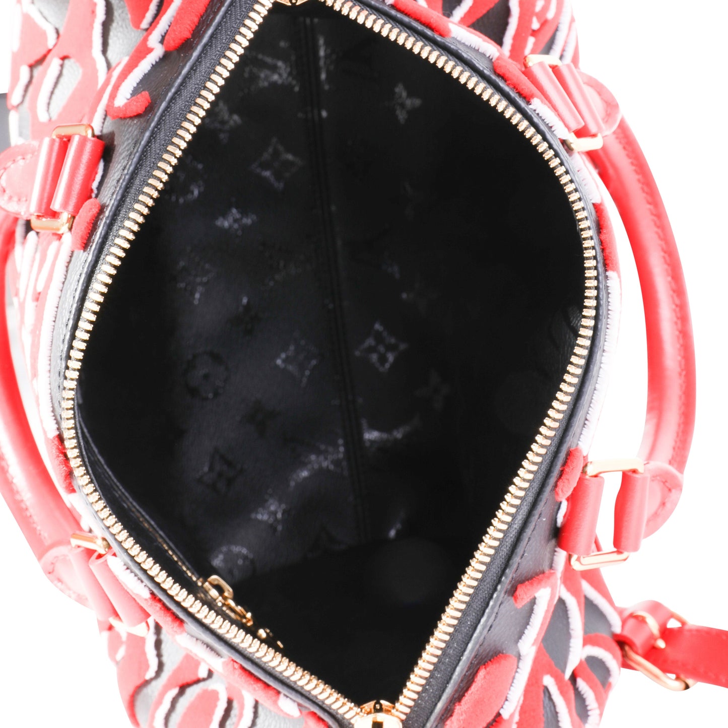 Louis Vuitton Louis Vuitton x Urs Fischer Limited Black & Red Tufted Monogram Canvas Speedy 25