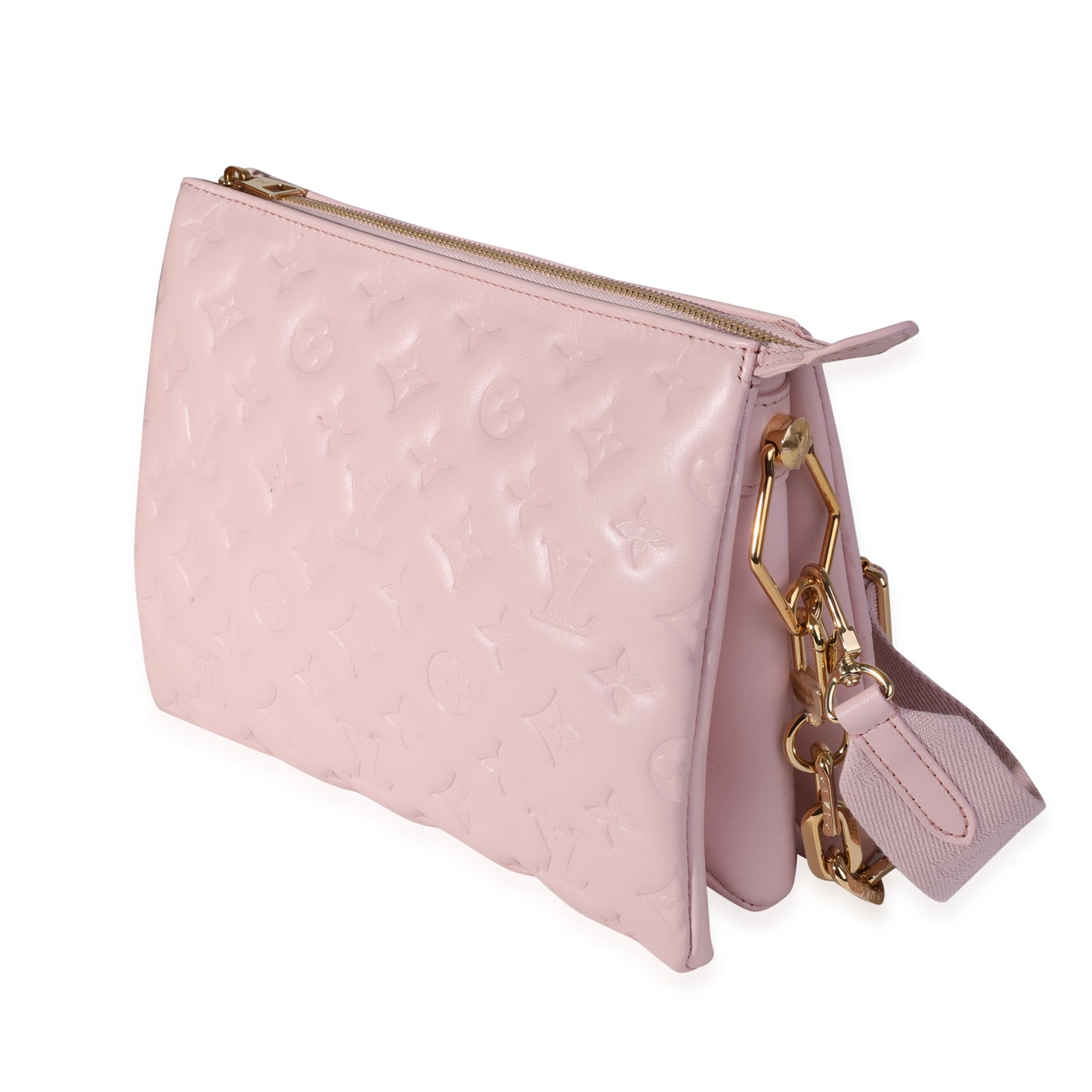 Louis Vuitton Louis Vuitton Rose Pink Monogram Embossed Lambskin Coussin PM