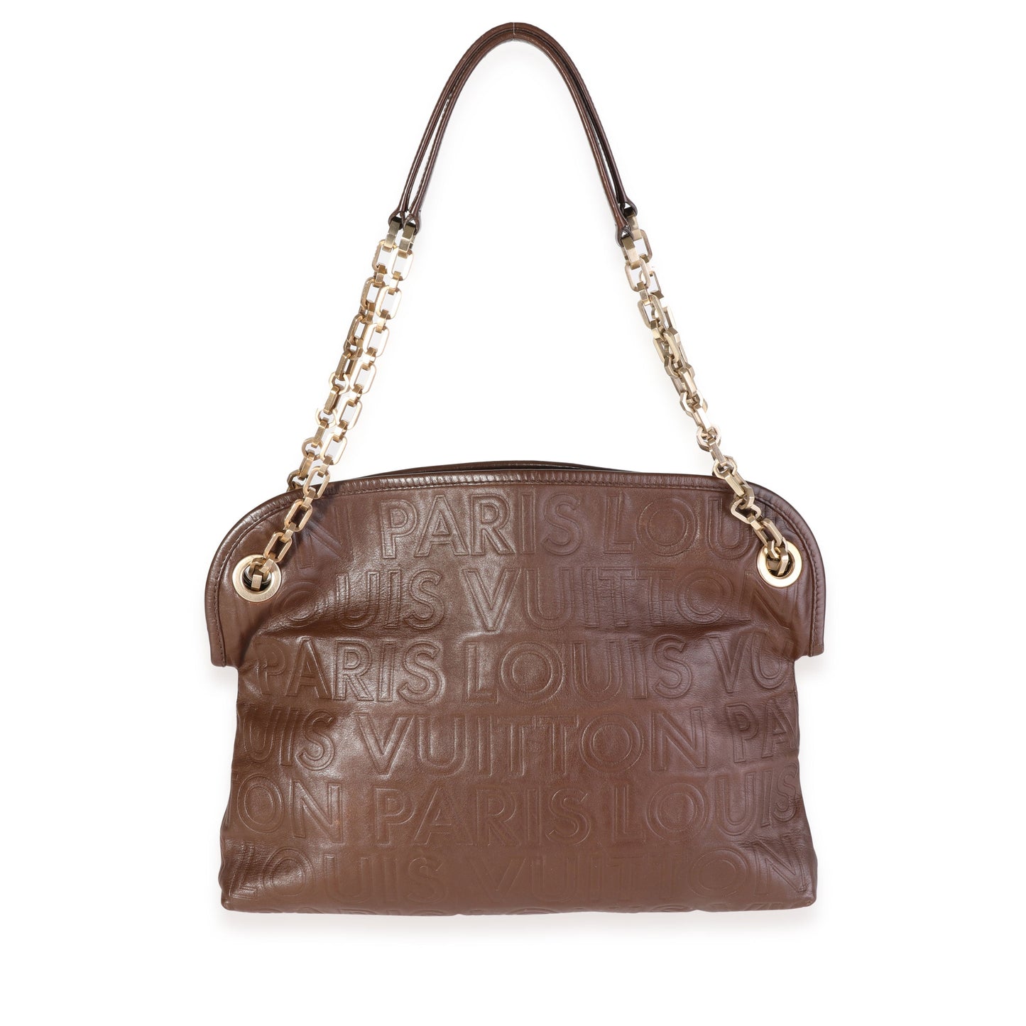 Louis Vuitton Louis Vuitton Limited Edition Brown Embossed Leather Paris Souple Wish Bag