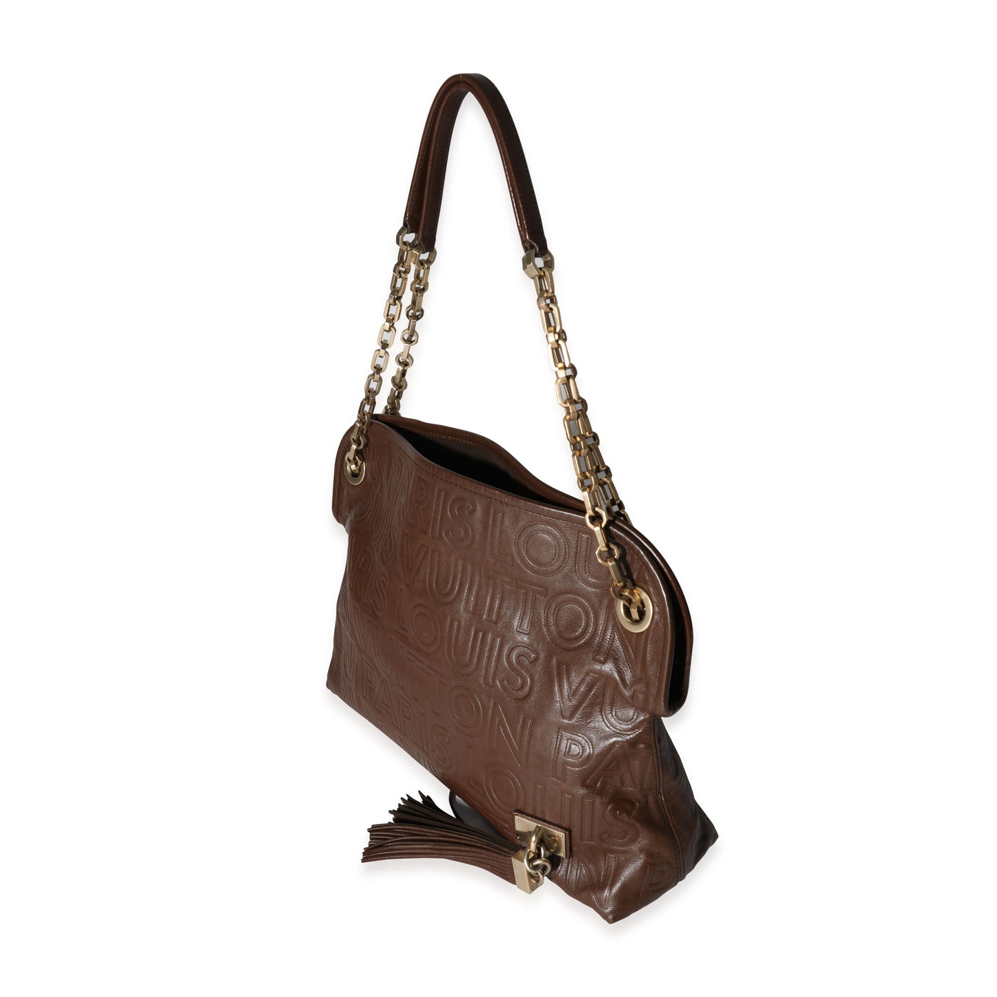 Louis Vuitton Louis Vuitton Limited Edition Brown Embossed Leather Paris Souple Wish Bag