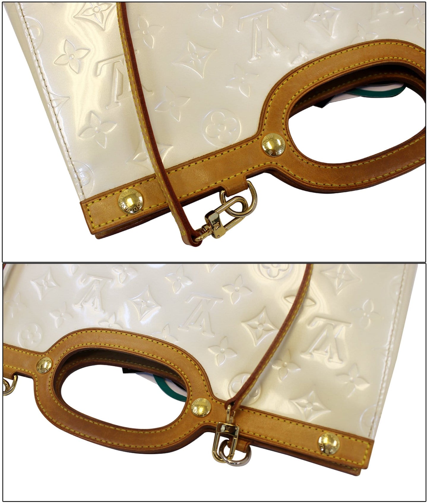LOUIS VUITTON Cream Vernis Leather Roxbury Drive Shoulder Bag