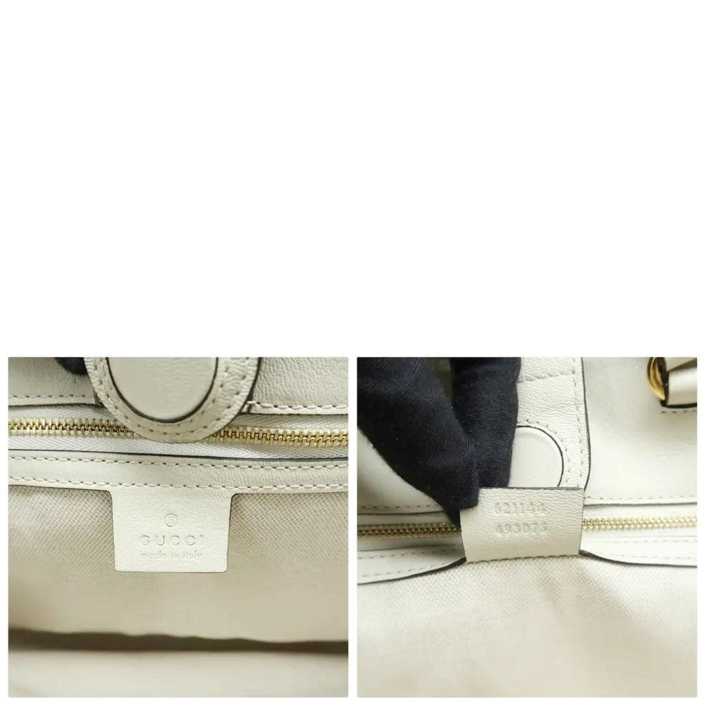 GUCCI Horsebit 1955 GG Supreme Canvas Tote Bag White 621144