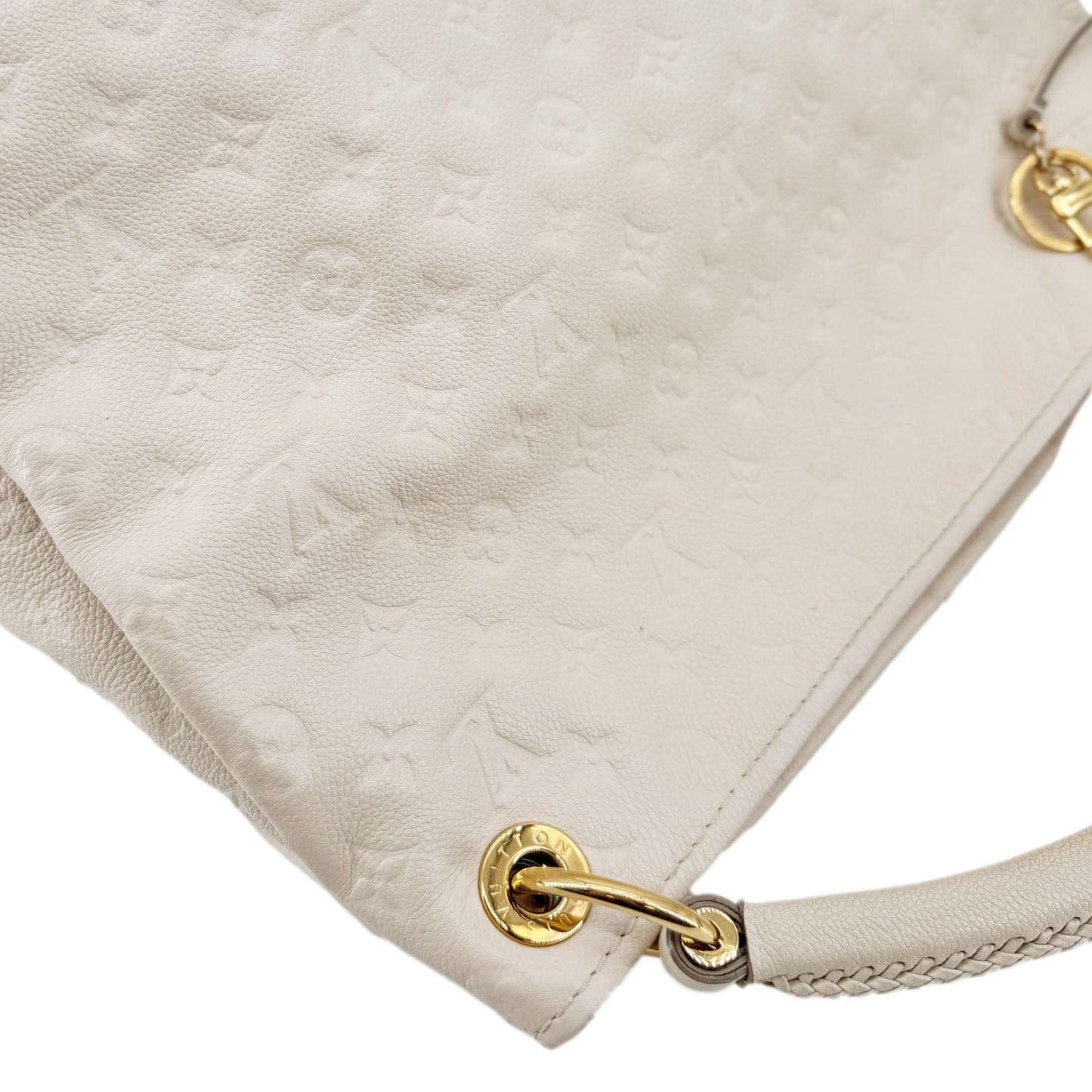 LOUIS VUITTON Artsy MM Monogram Empreinte Leather Hobo Bag Off White