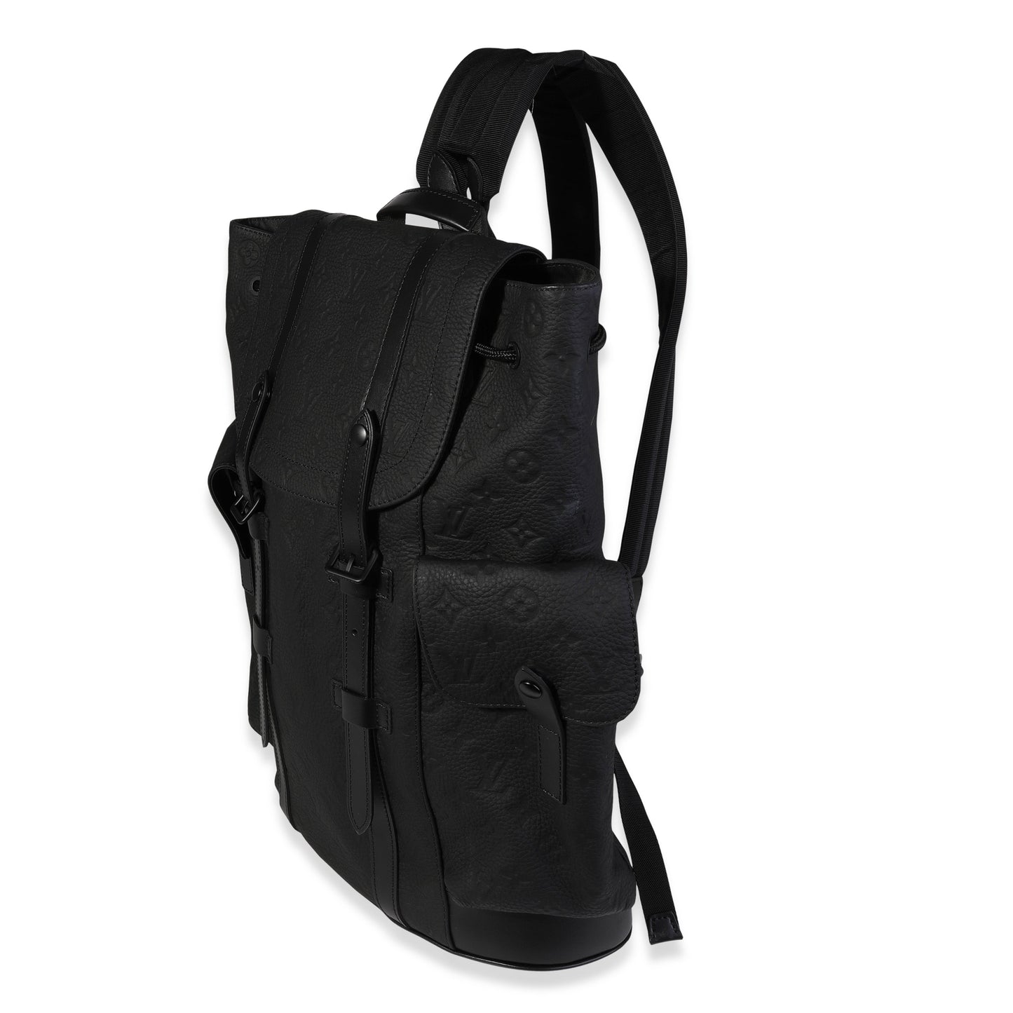 Louis Vuitton Louis Vuitton Black Monogram-Embossed Taurillon Christopher MM Backpack