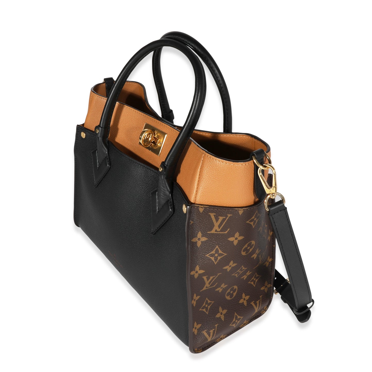 Louis Vuitton Louis Vuitton Monogram Canvas & Black Calfskin On My Side MM Tote
