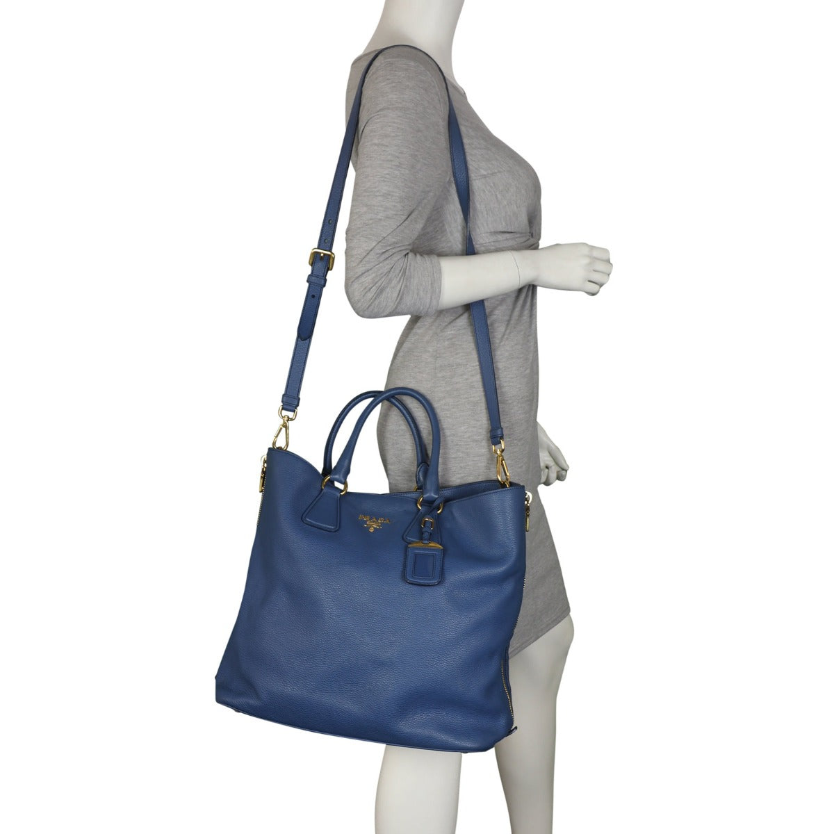 Prada Vitello Daino Large Expandable Shopper Tote