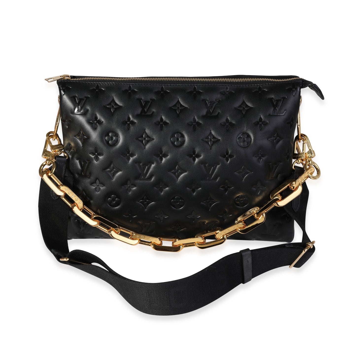 Louis Vuitton Louis Vuitton Black Embossed Lambskin Coussin MM