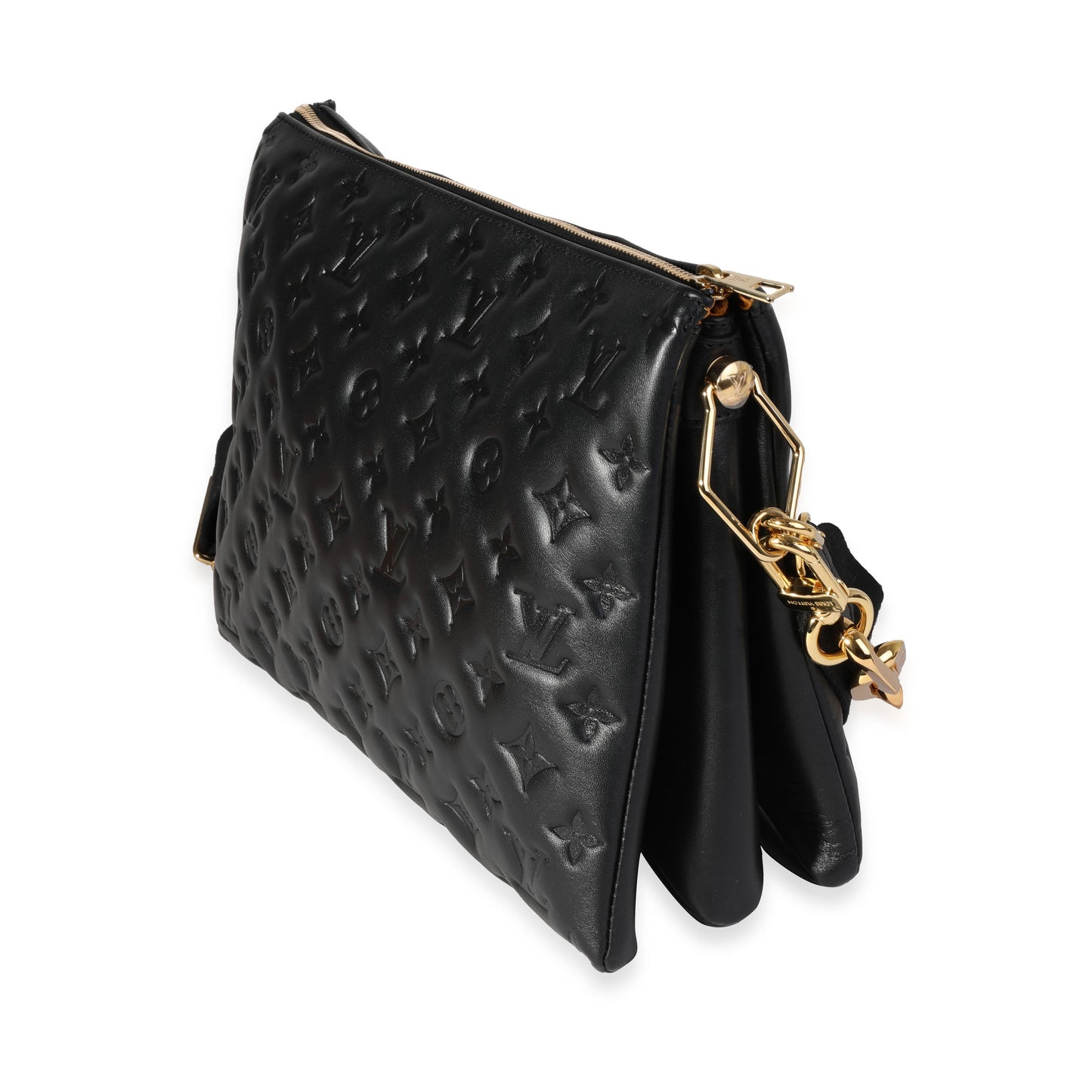 Louis Vuitton Louis Vuitton Black Embossed Lambskin Coussin MM