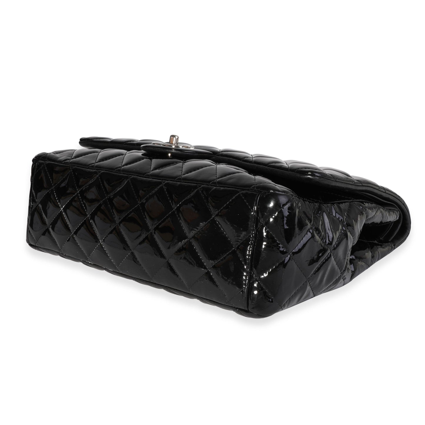 Chanel Black Quilted Patent Leather Maxi Classic Double Flap Bag