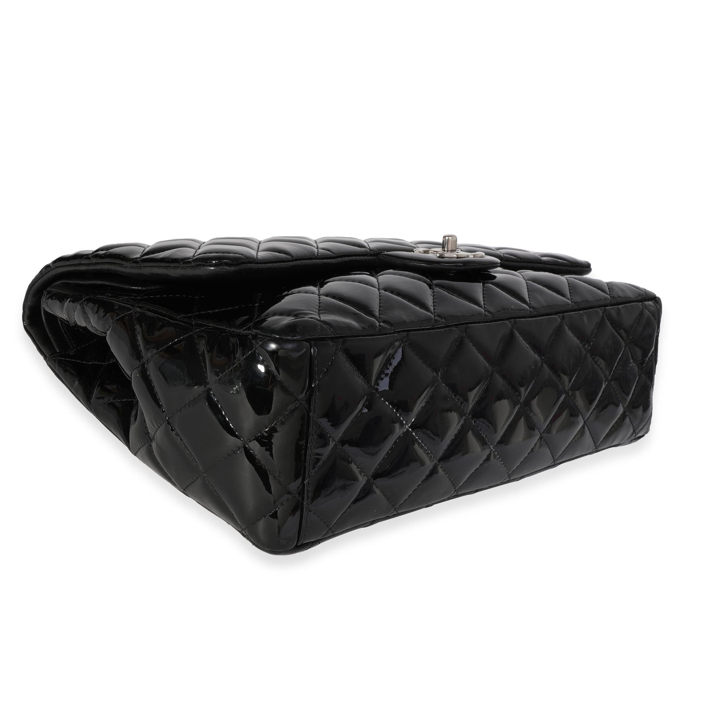 Chanel Black Quilted Patent Leather Maxi Classic Double Flap Bag