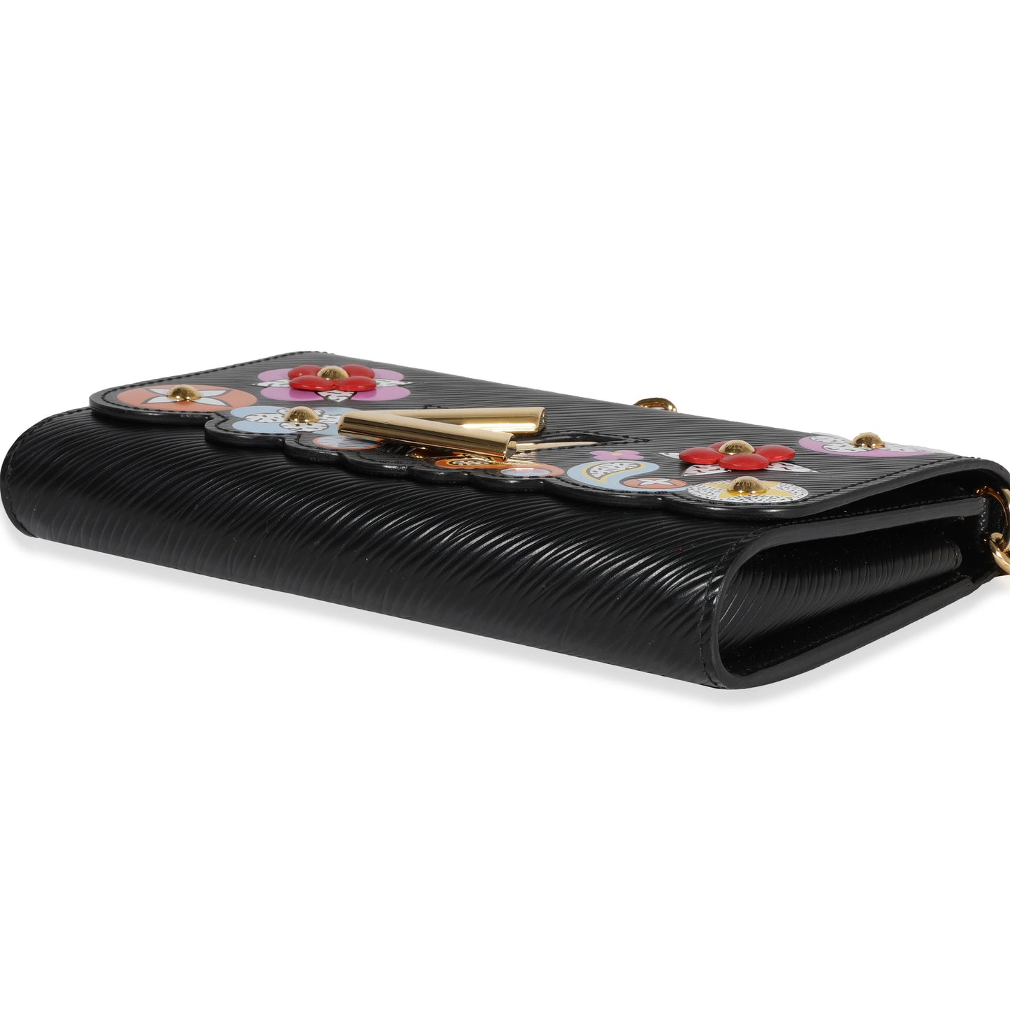 Louis Vuitton Louis Vuitton Black Blooming Flowers Epi Twist Chain Wallet
