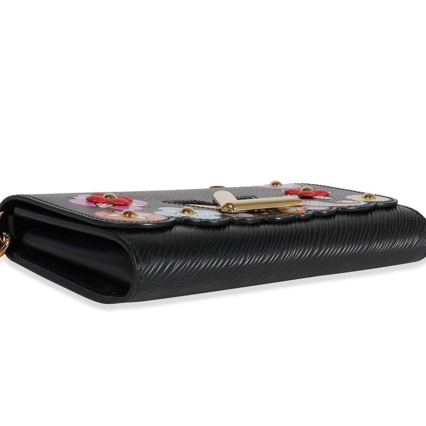 Louis Vuitton Louis Vuitton Black Blooming Flowers Epi Twist Chain Wallet