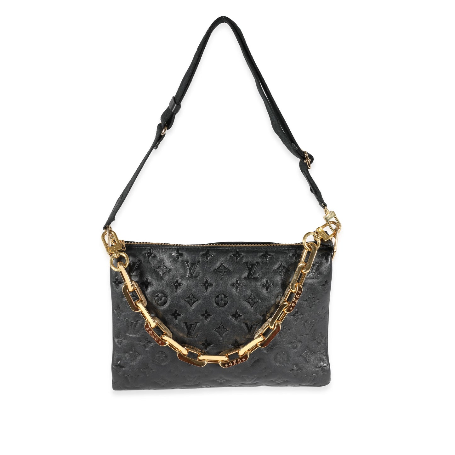 Louis Vuitton Louis Vuitton Black Monogram Puffy Lambskin Coussin MM