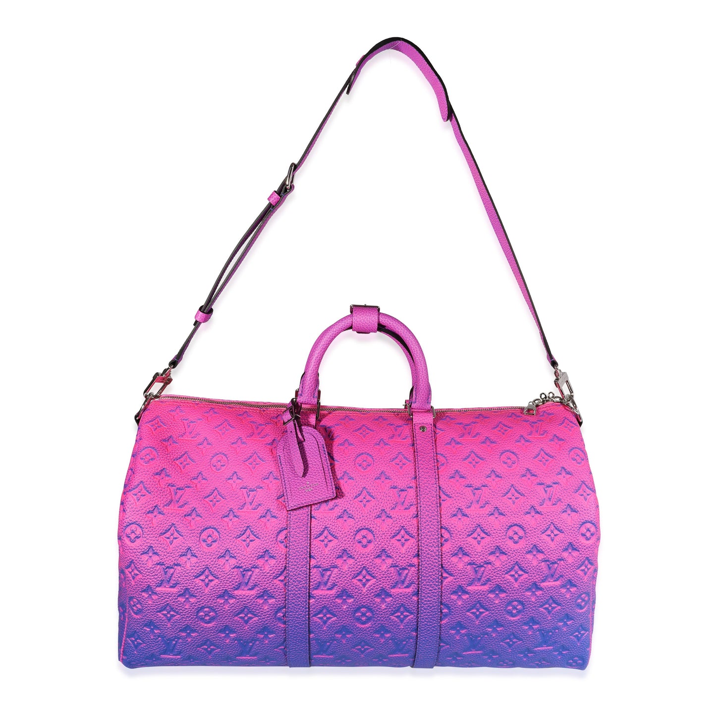 Louis Vuitton Louis Vuitton Pink & Blue Monogram Taurillon Illusion Keepall Bandoulière 50