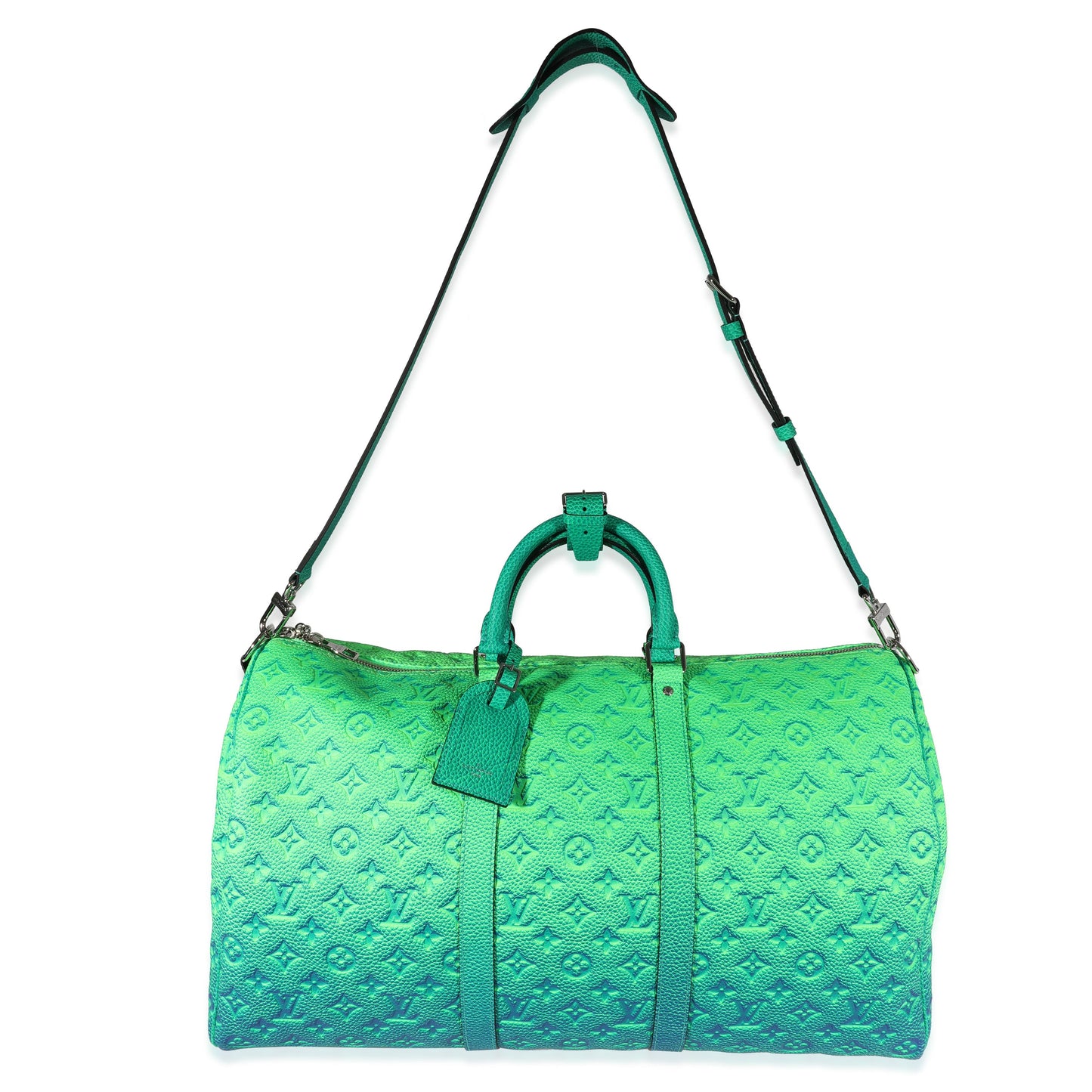 Louis Vuitton Louis Vuitton Blue & Green Monogram Taurillon Illusion Keepall Bandoulière 50