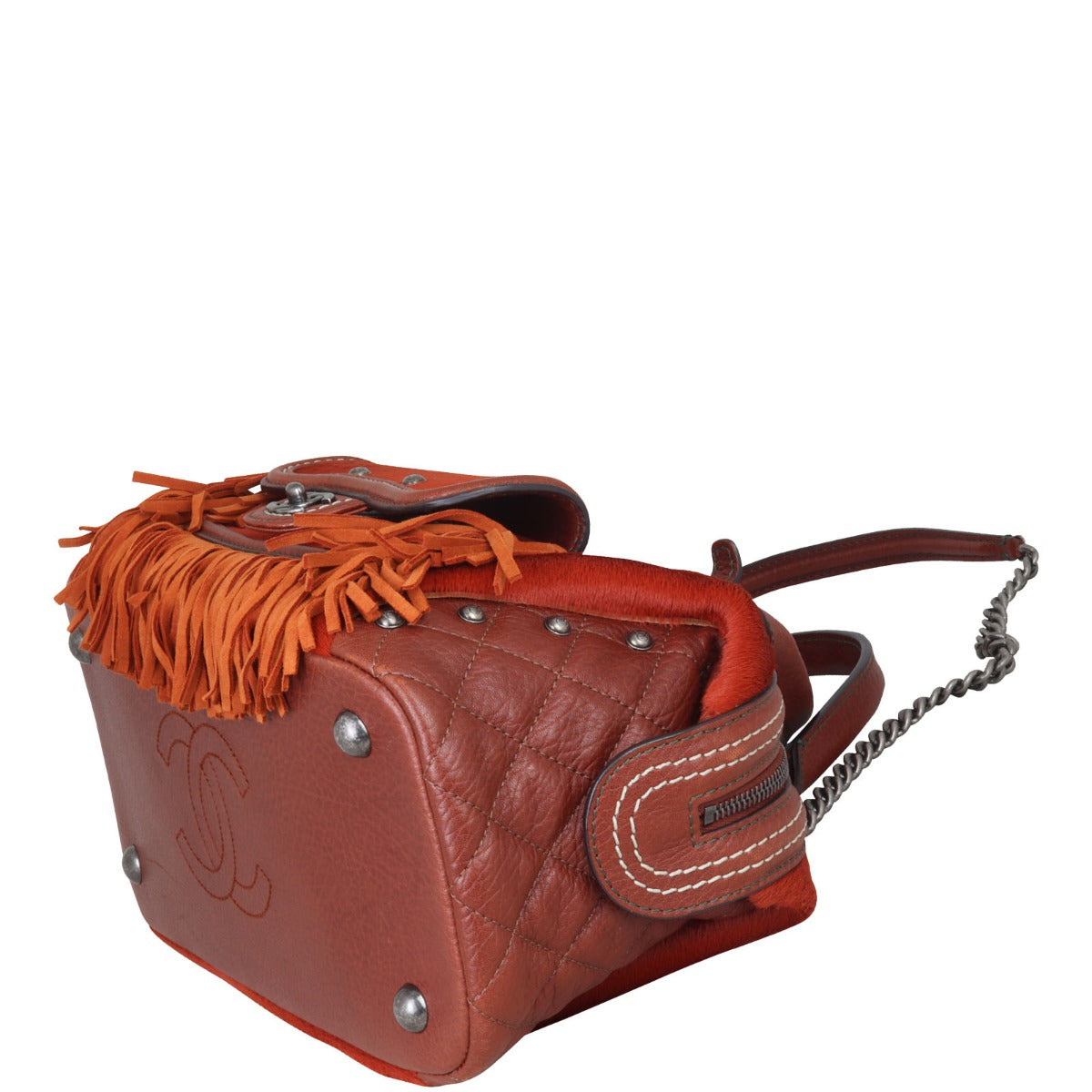 Chanel Pony Hair and Leather Paris-Dallas Bowling Fringe Bag | Burnt Orange