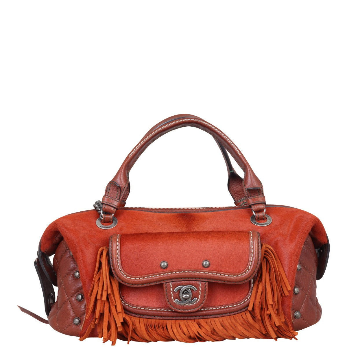 Chanel Pony Hair and Leather Paris-Dallas Bowling Fringe Bag | Burnt Orange