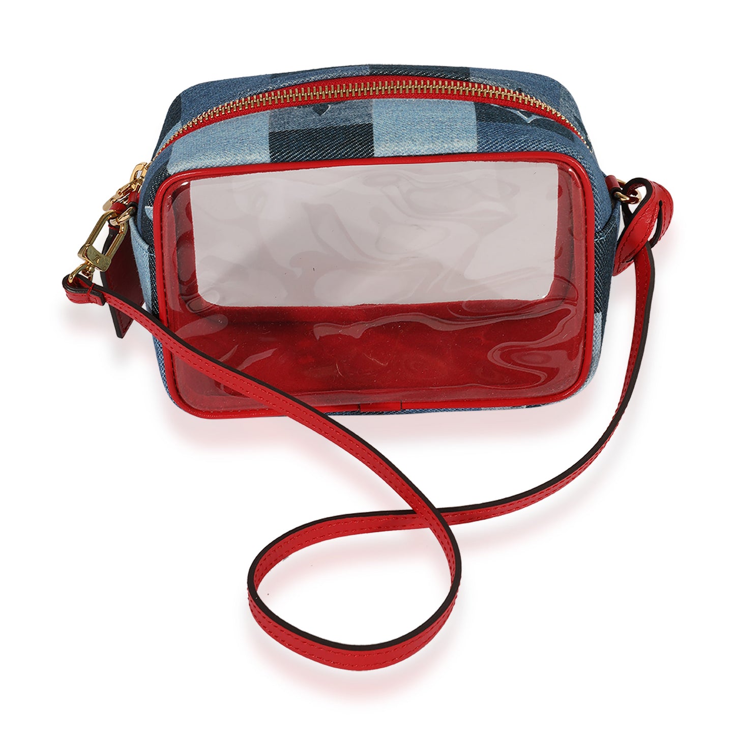 Louis Vuitton Louis Vuitton Denim Patchwork & Red Leather PVC Beach Pouch