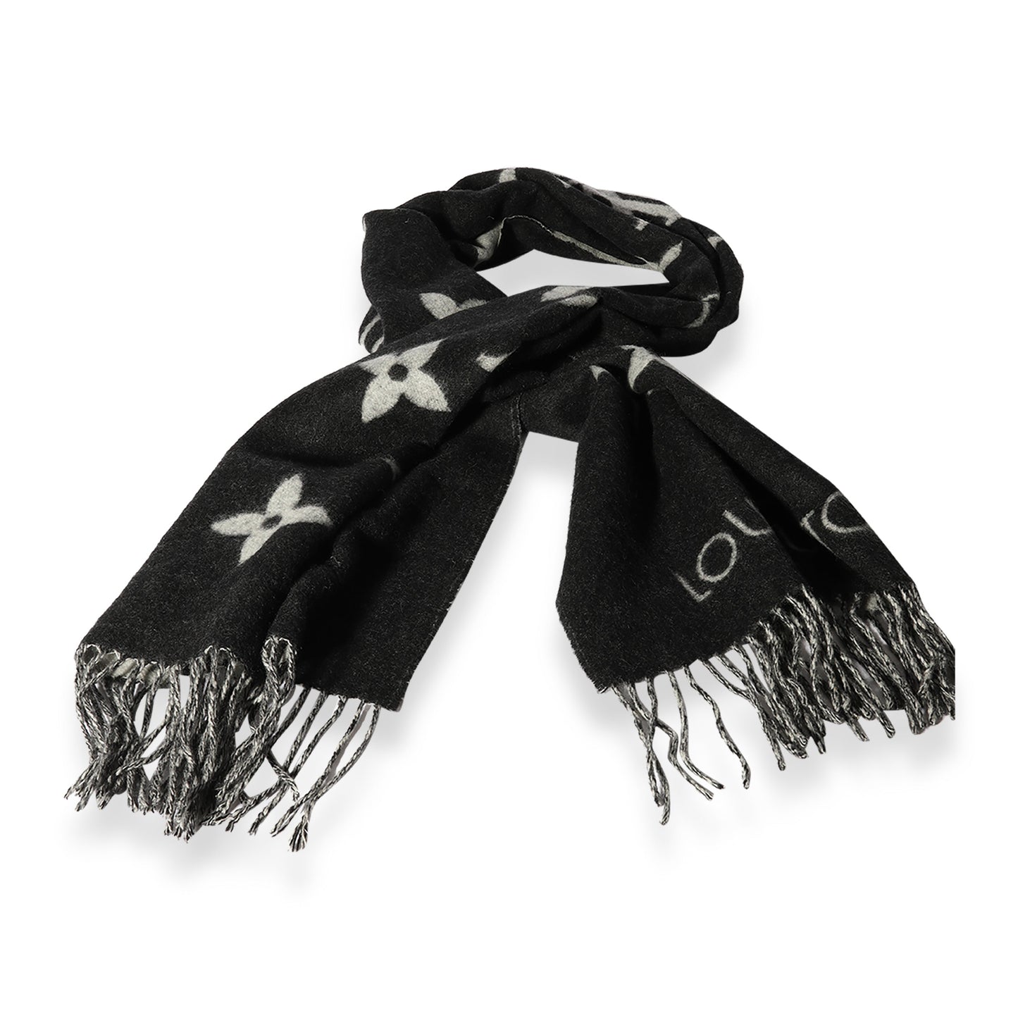Louis Vuitton Louis Vuitton Black & Gray Monogram Cashmere Reykjavik Scarf