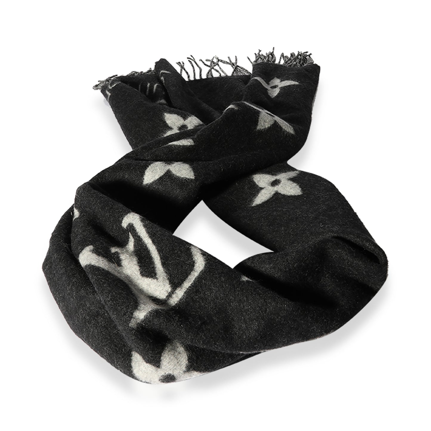Louis Vuitton Louis Vuitton Black & Gray Monogram Cashmere Reykjavik Scarf